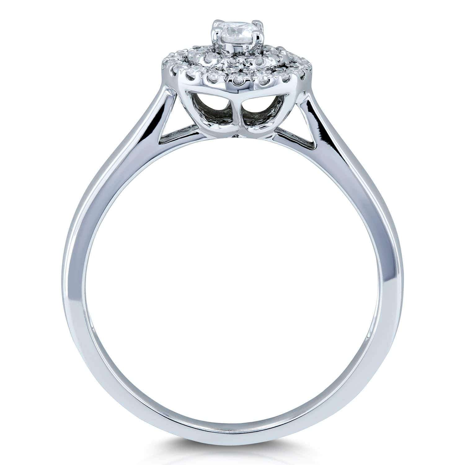 Kobelli Round Cluster Double Halo Taper Shank Diamond Ring 1/5 Carat TW 14k White Gold