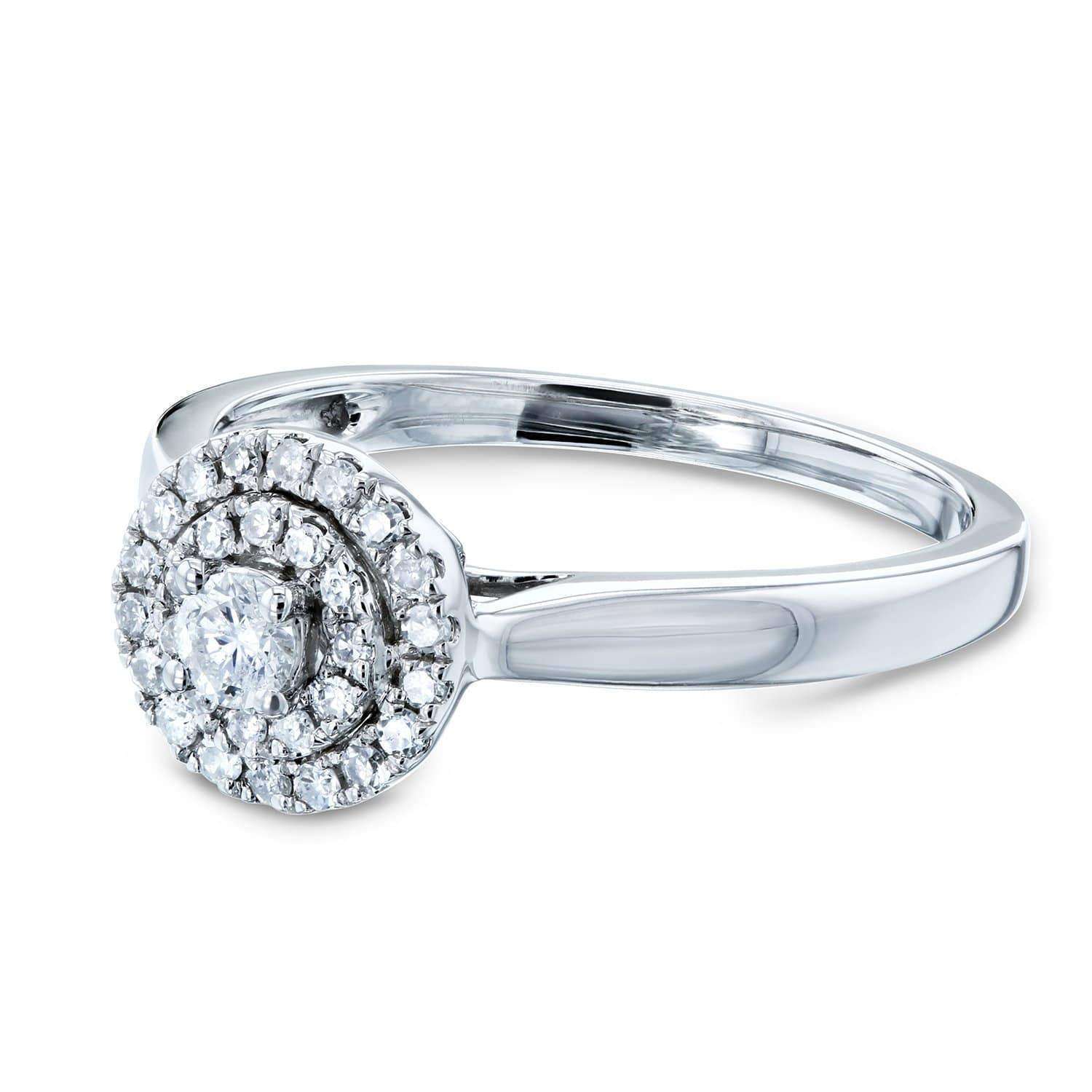 Round Circle Cluster Double Halo Taper Shank Diamond Ring 1/5 Carat TDW ...