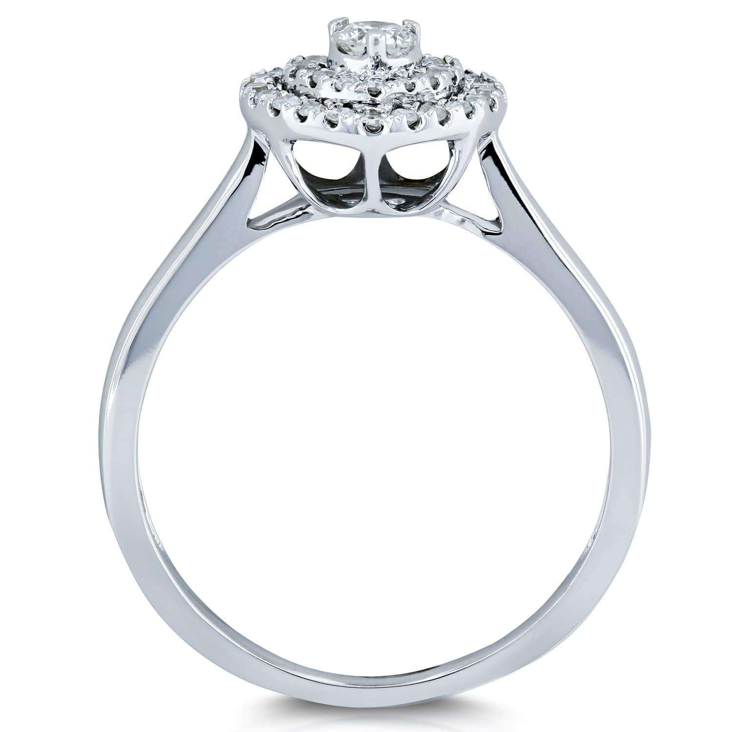 Kobelli Heart Cluster Double Halo Taper Shank Diamond Ring 1/5 Carat TW 14k White Gold