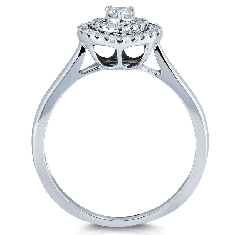 Kobelli Heart Cluster Double Halo Taper Shank Diamond Ring 1/5 Carat TW 14k White Gold