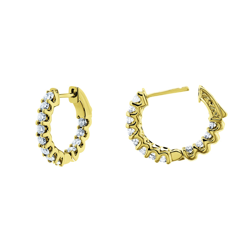 1 Carat Huggie Diamond Earrings 14k Yellow Gold – Kobelli