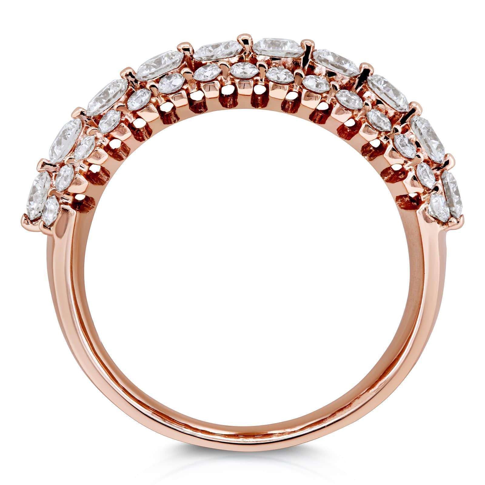 Kobelli Three Row Diamond Band 10k Rose Gold (1 CTW)