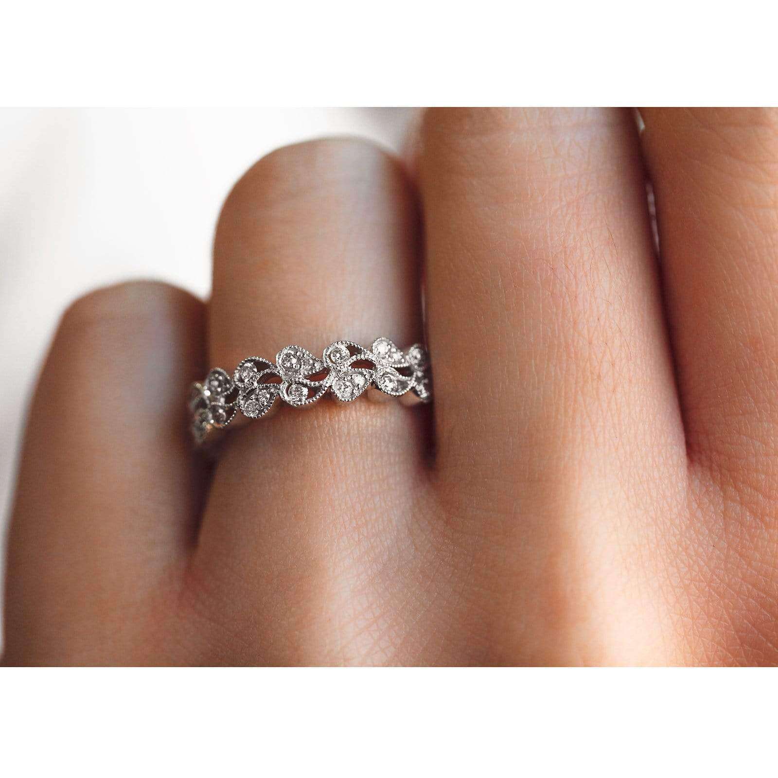 Kobelli Leafy Diamond Band 1/4 Carat TW 10k White Gold