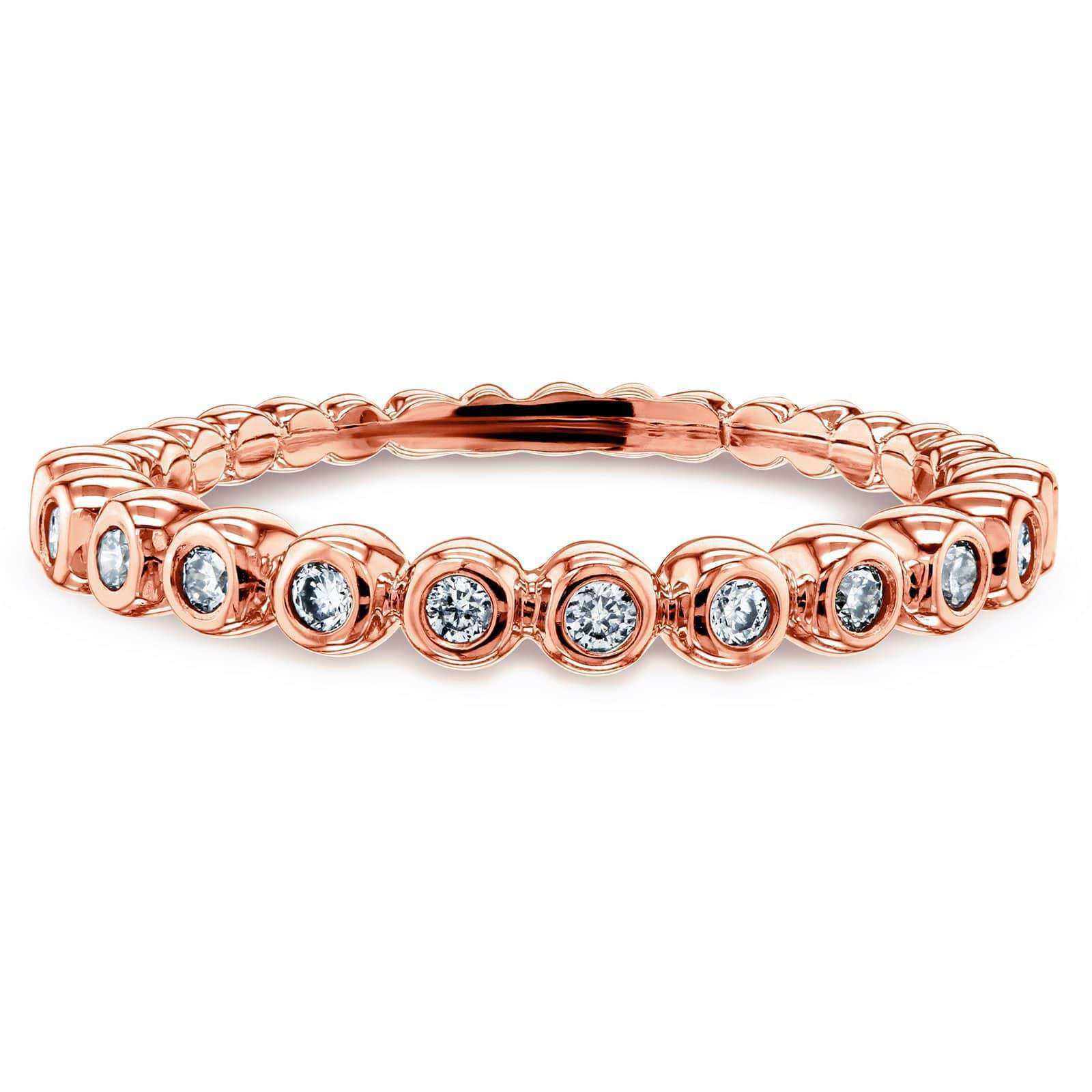 Kobelli Ribbed Bezel Diamond Band 10k Rose Gold
