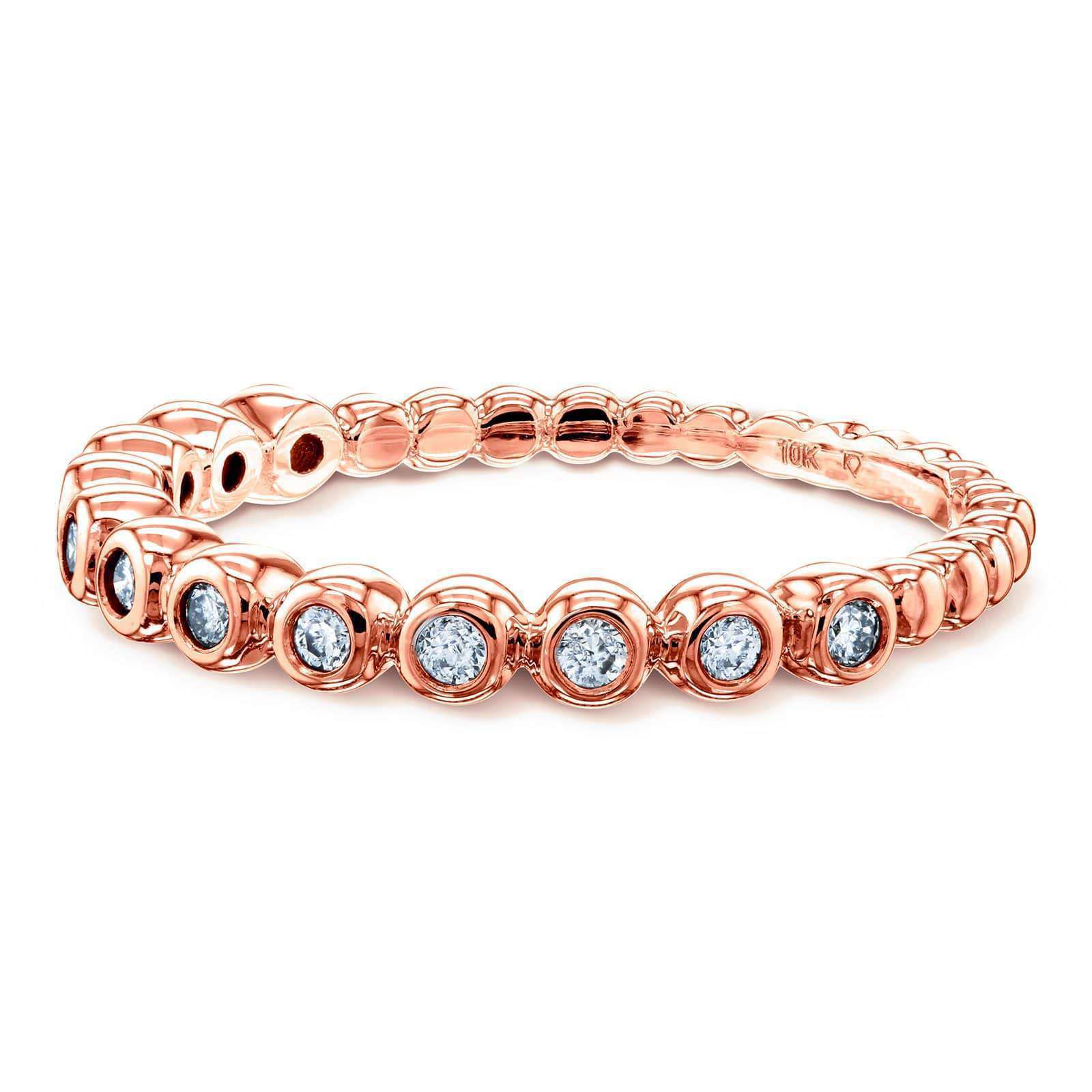 Kobelli Ribbed Bezel Diamond Band 10k Rose Gold