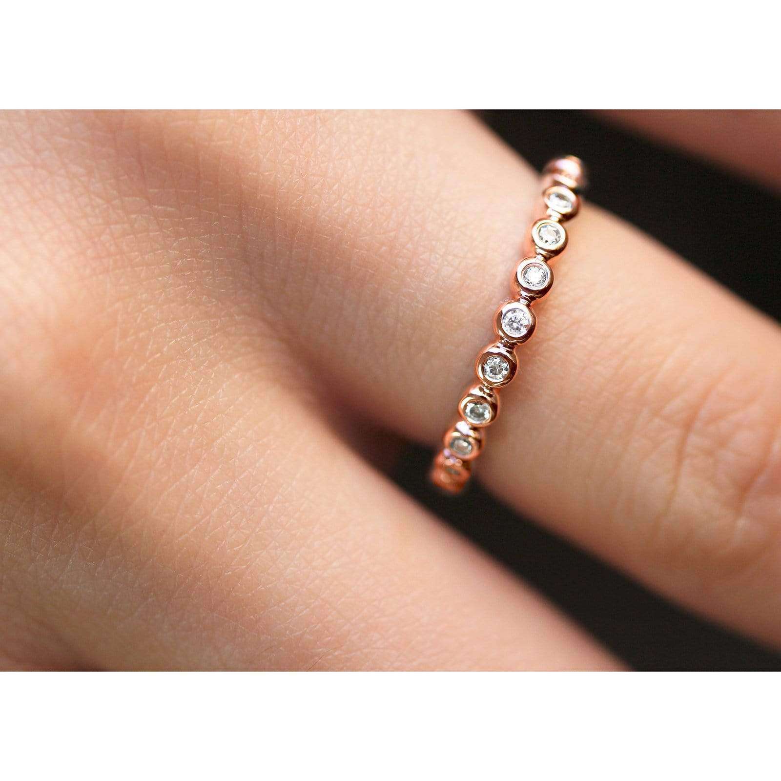 Kobelli Ribbed Bezel Diamond Band 10k Rose Gold