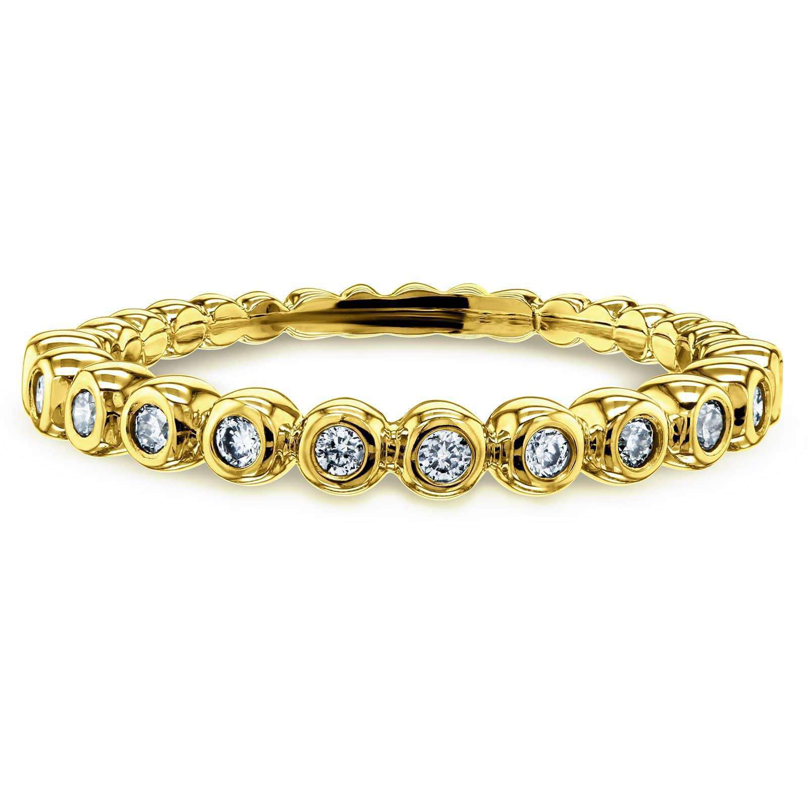 Kobelli Ribbed Bezel Diamond Band 10k Yellow Gold