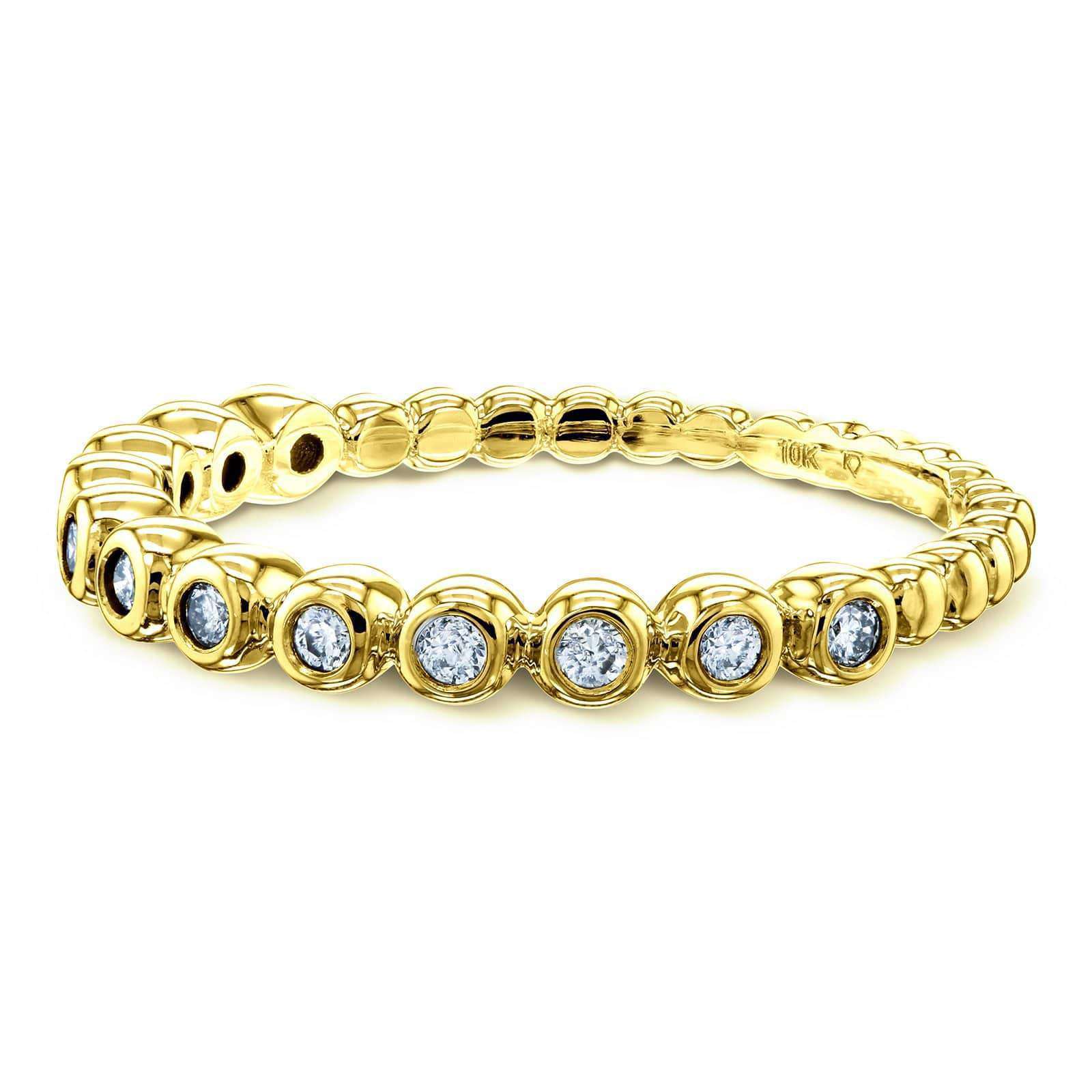 Kobelli Ribbed Bezel Diamond Band 10k Yellow Gold