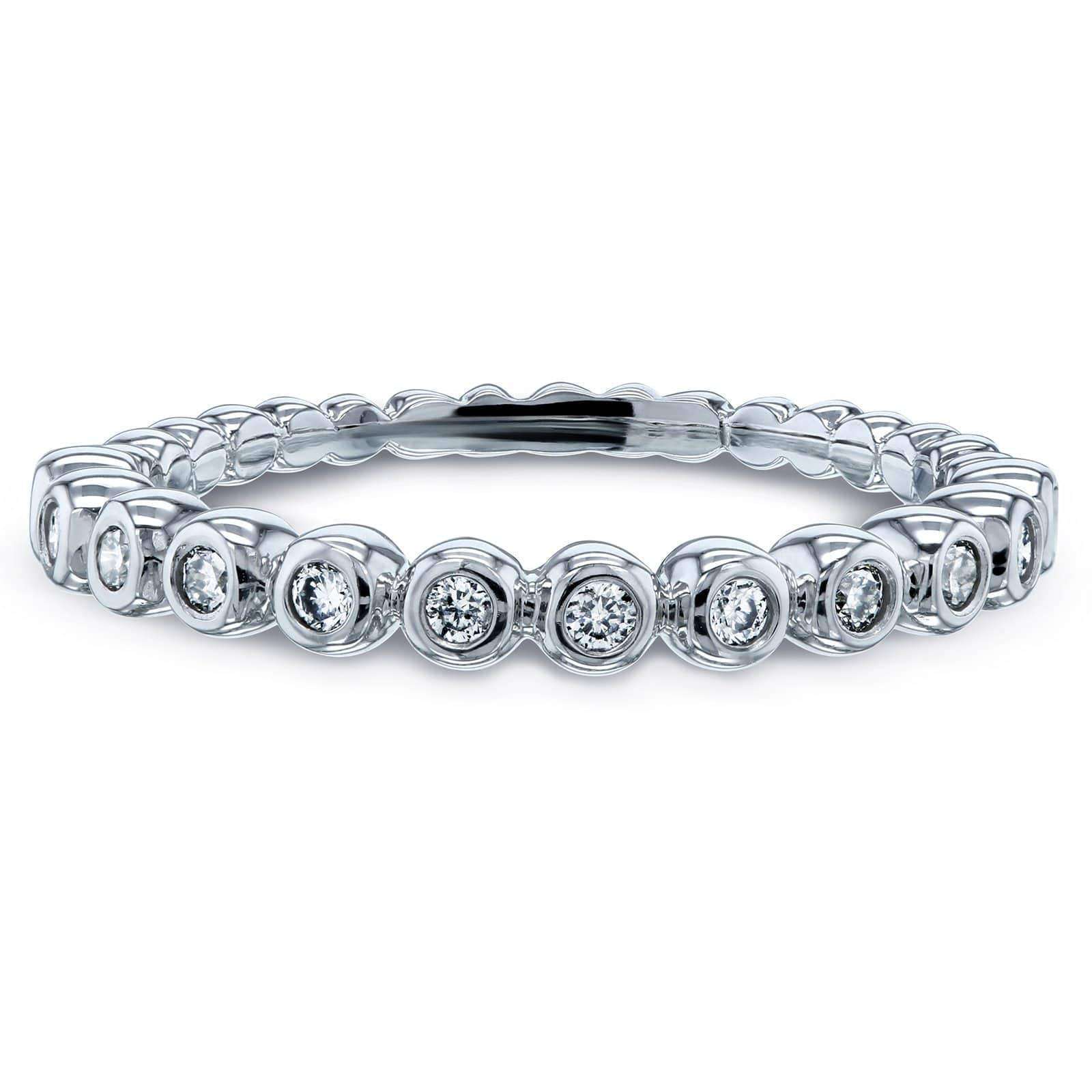 Kobelli Ribbed Bezel Diamond Band 10k White Gold