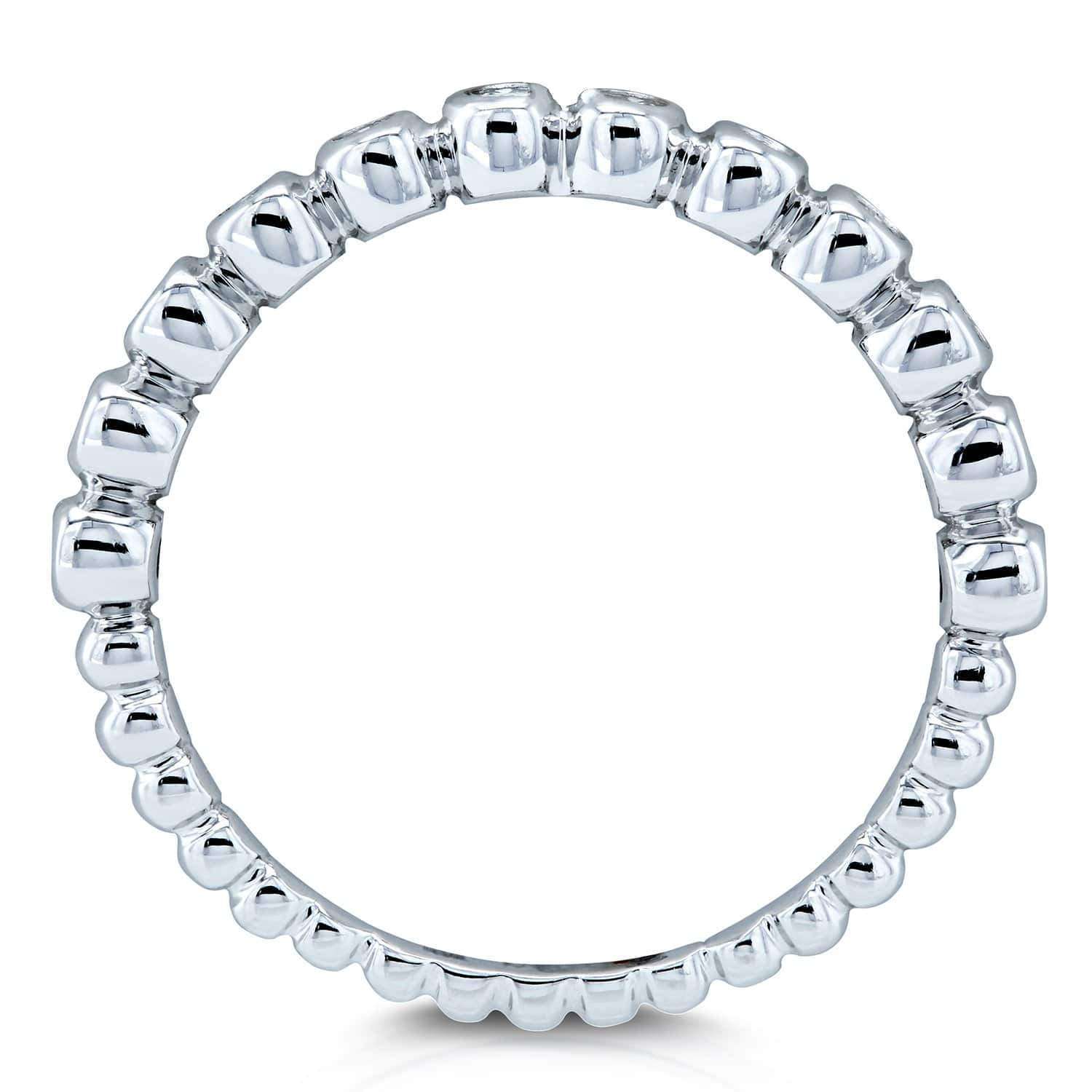 Kobelli Ribbed Bezel Diamond Band 10k White Gold
