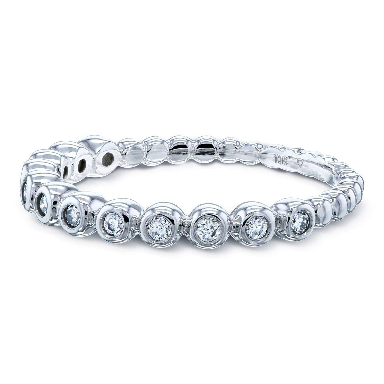 Kobelli Ribbed Bezel Diamond Band 10k White Gold