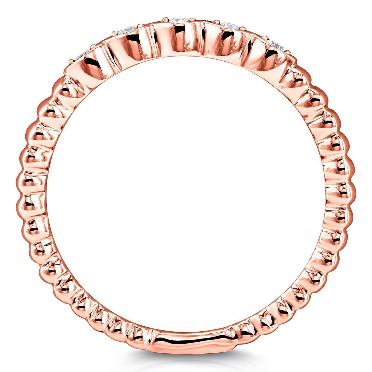 Kobelli Ribbed Navette Pattern Diamond Accent Band 10k Rose Gold