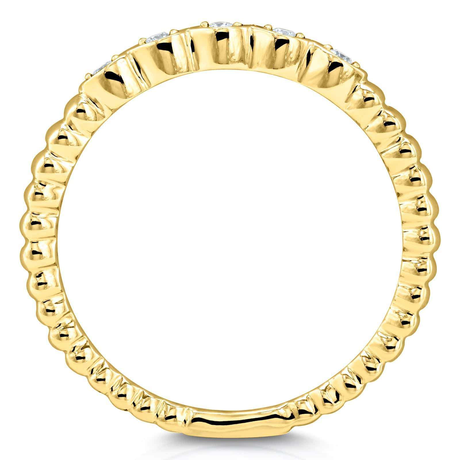 Kobelli Ribbed Navette Pattern Diamond Accent Band 10k Yellow Gold