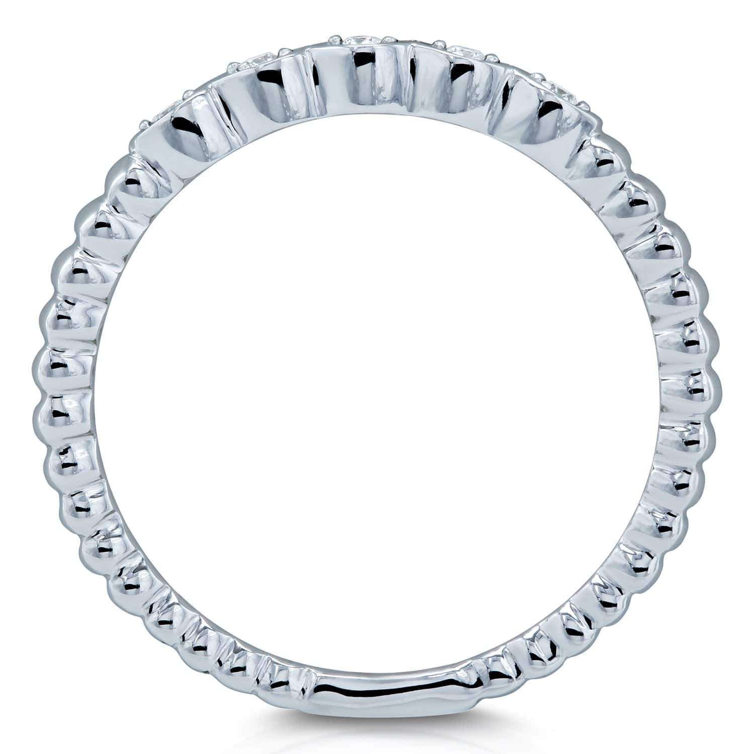 Kobelli Ribbed Navette Pattern Diamond Accent Band 10k White Gold