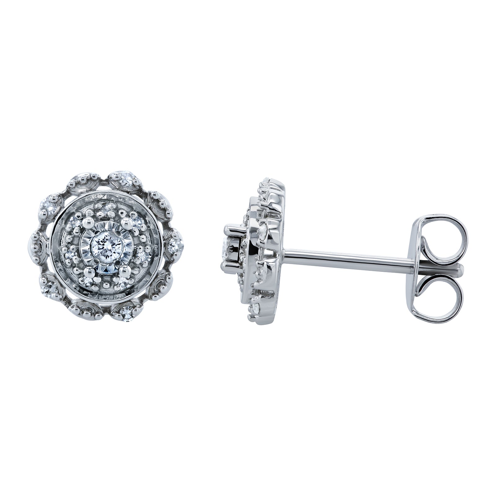 Kobelli Cluster Diamond Stud Earrings 10k Gold