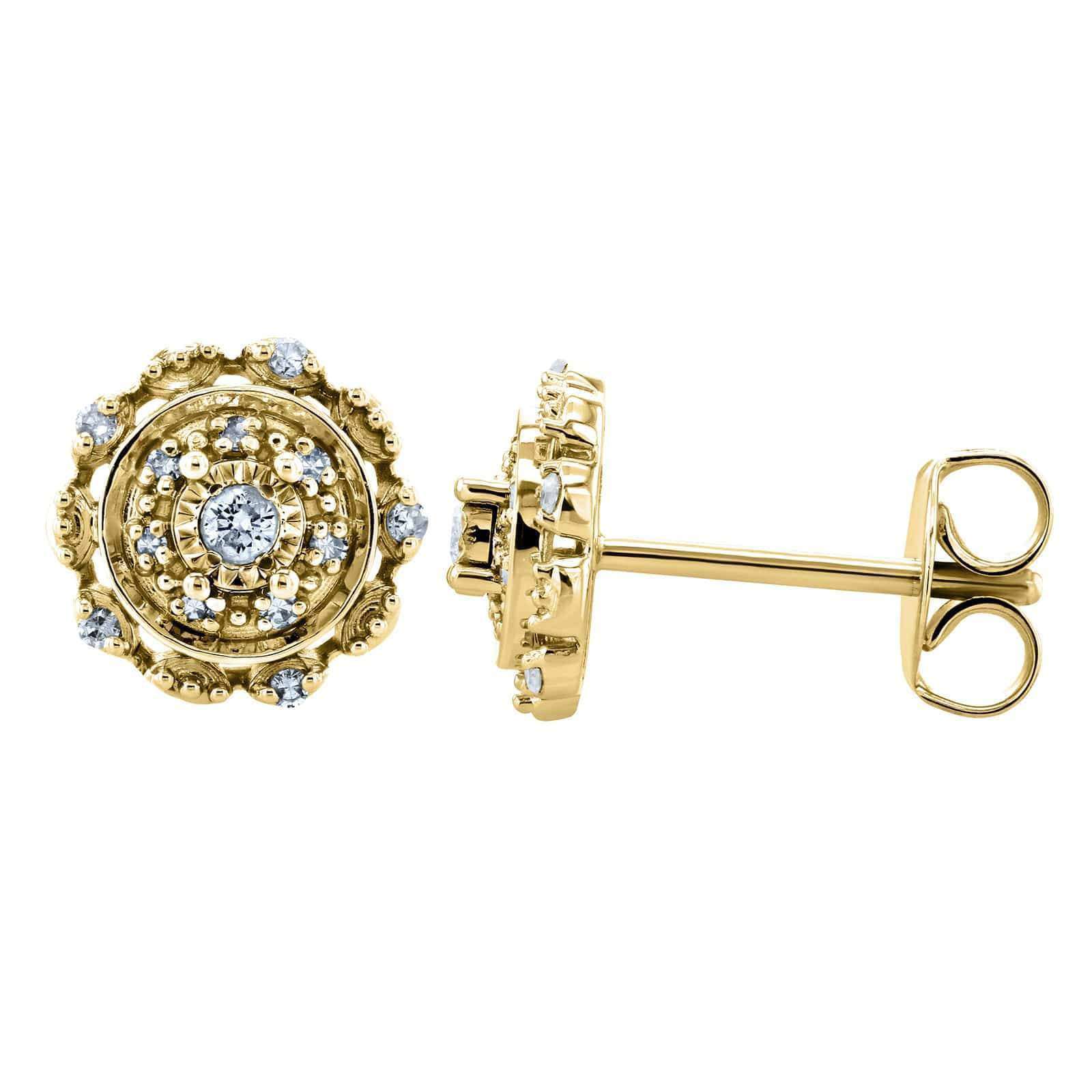 Kobelli Cluster Diamond Stud Earrings 10k Gold