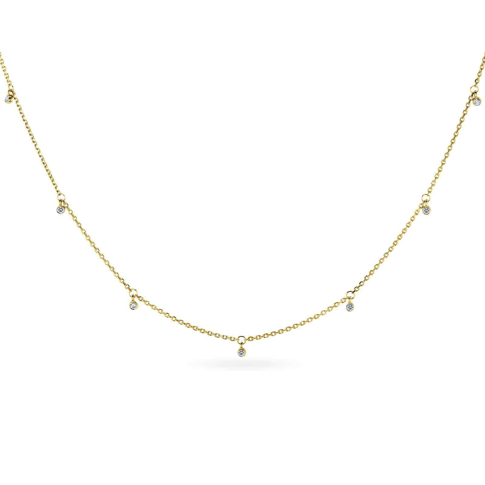 Kobelli Diamond Accent Drops Station Necklace 14k Gold