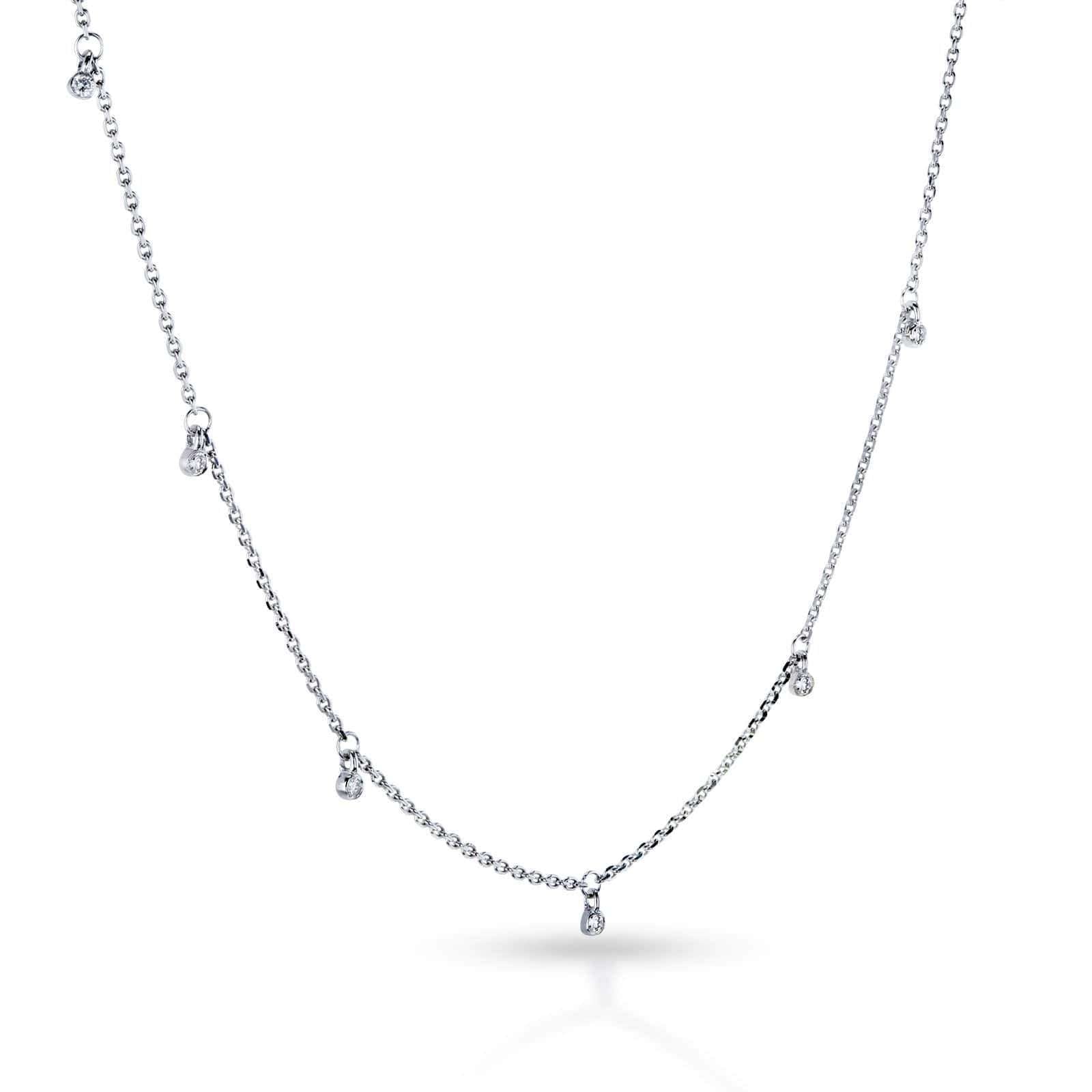 Kobelli Diamond Accent Drops Station Necklace 14k Gold