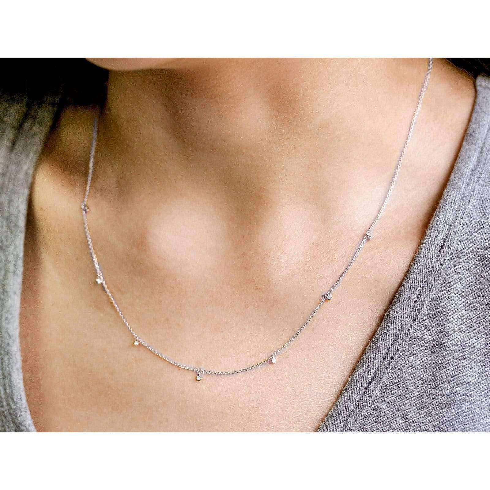 Kobelli Diamond Accent Drops Station Necklace 14k Gold