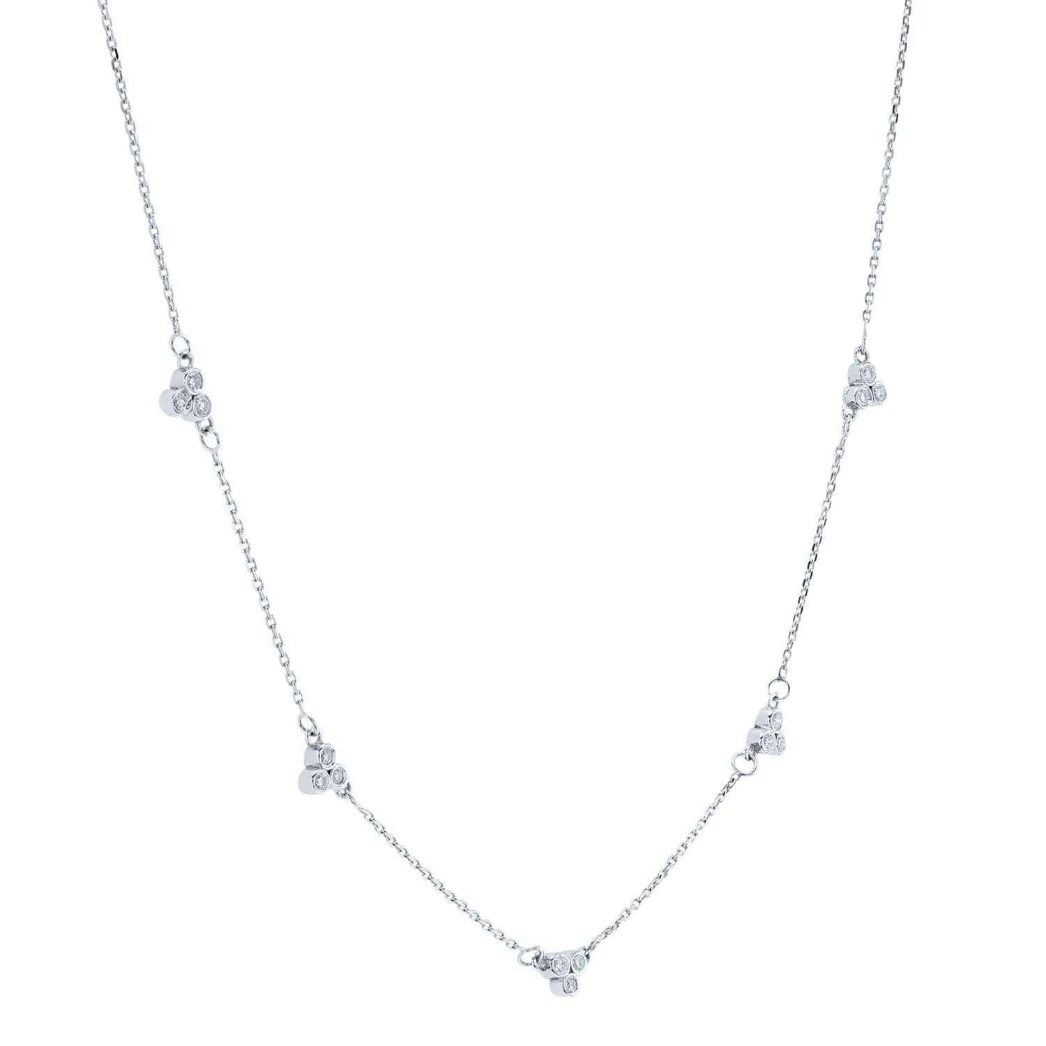 Kobelli Triple Bezel Diamond Necklace 14K Gold, 18 or 16 Inch