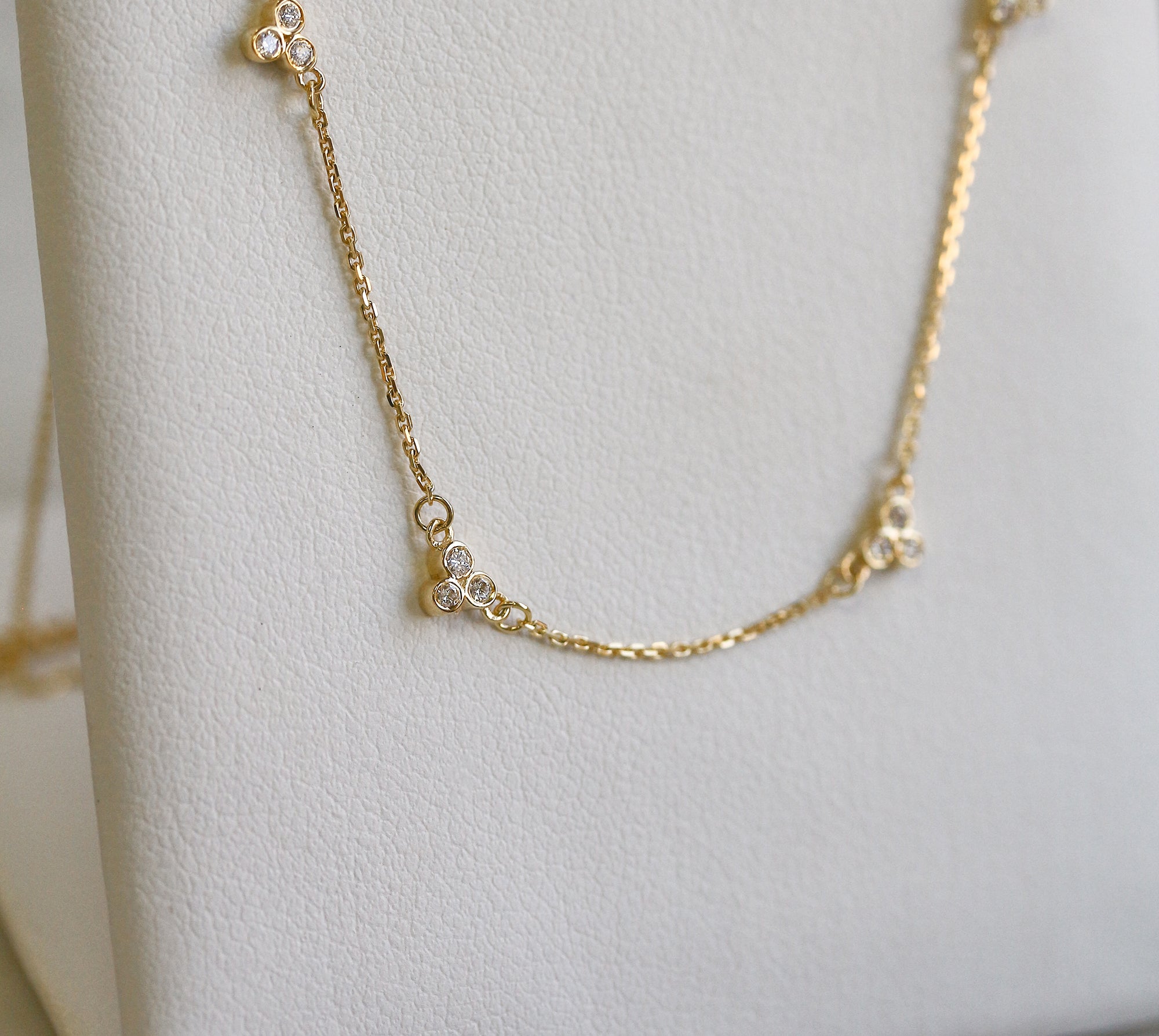 0.17 Carat Natural Diamond Tri-Bezel Station Necklace