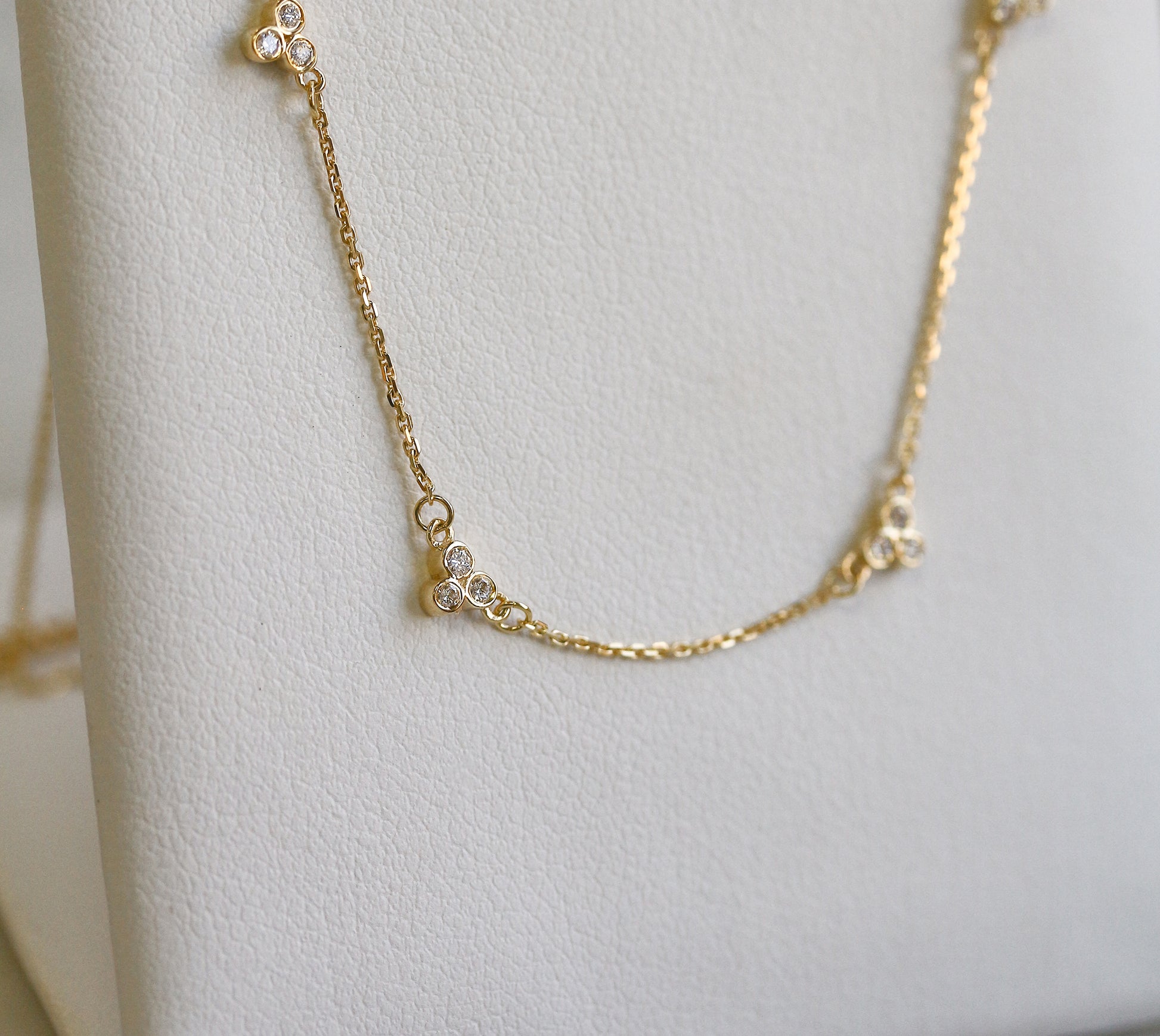 0.17 Carat Natural Diamond Tri-Bezel Station Necklace