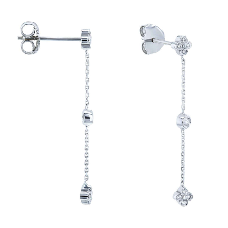 Kobelli Floral Diamond Chain Earrings 14k White Gold 62556-W