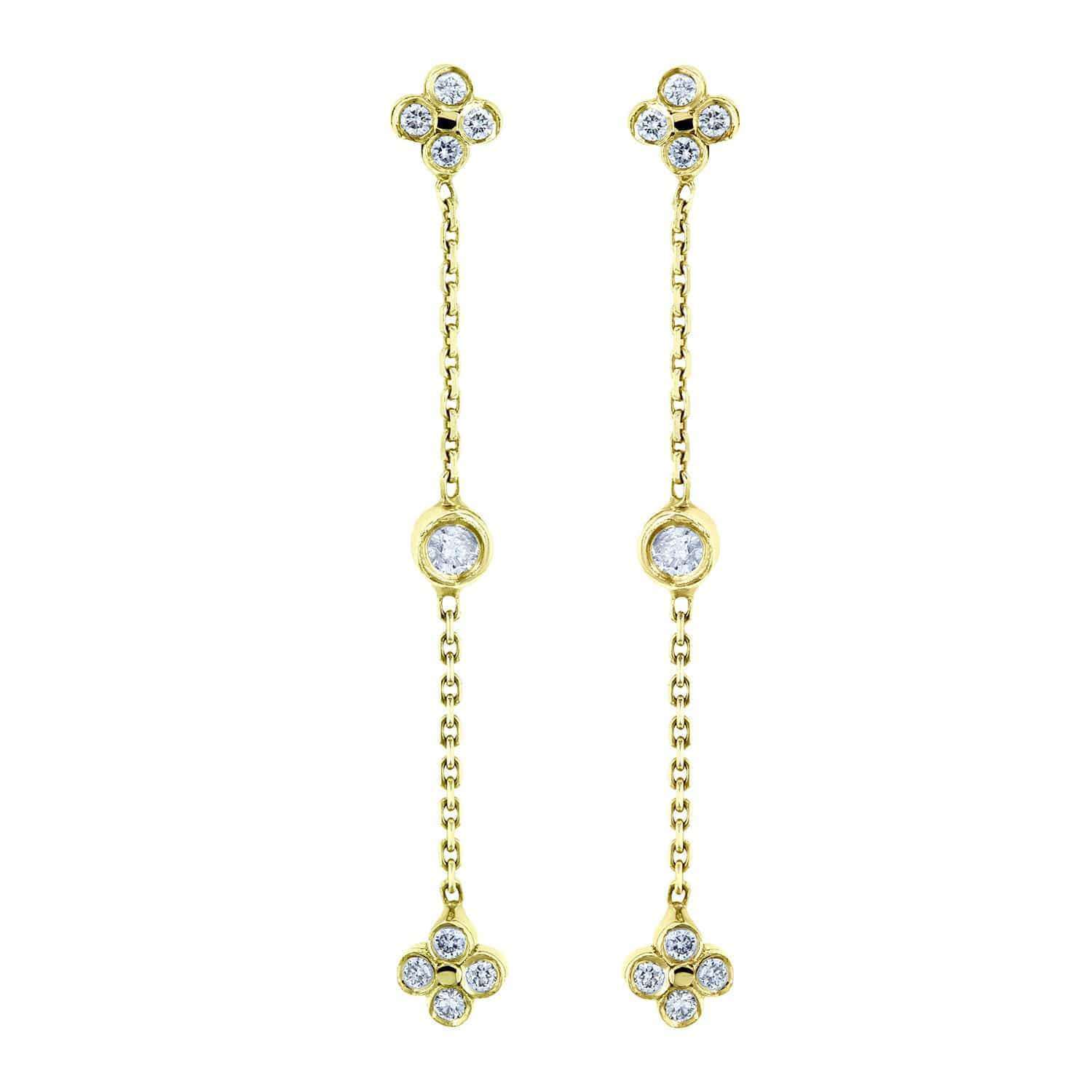 Kobelli Floral Diamond Chain Earrings 14k Yellow Gold 62556-Y