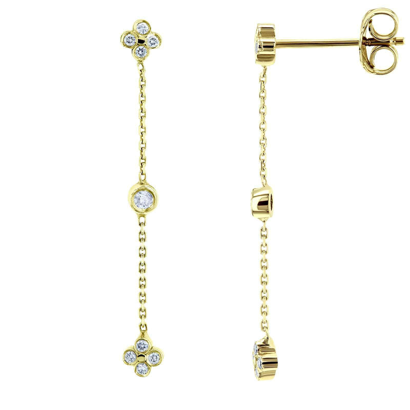 Kobelli Floral Diamond Chain Earrings 14k Yellow Gold 62556-Y