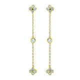 Brincos de corrente de diamante floral Kobelli em ouro amarelo 14k 62556-y