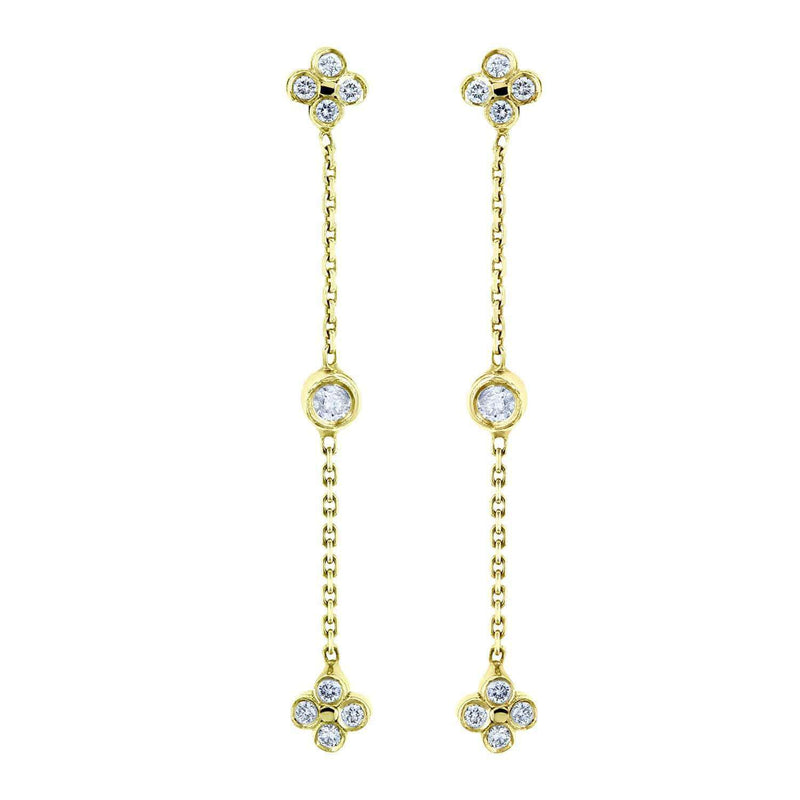 Kobelli Floral Diamond Chain Earrings 14k Yellow Gold 62556-Y