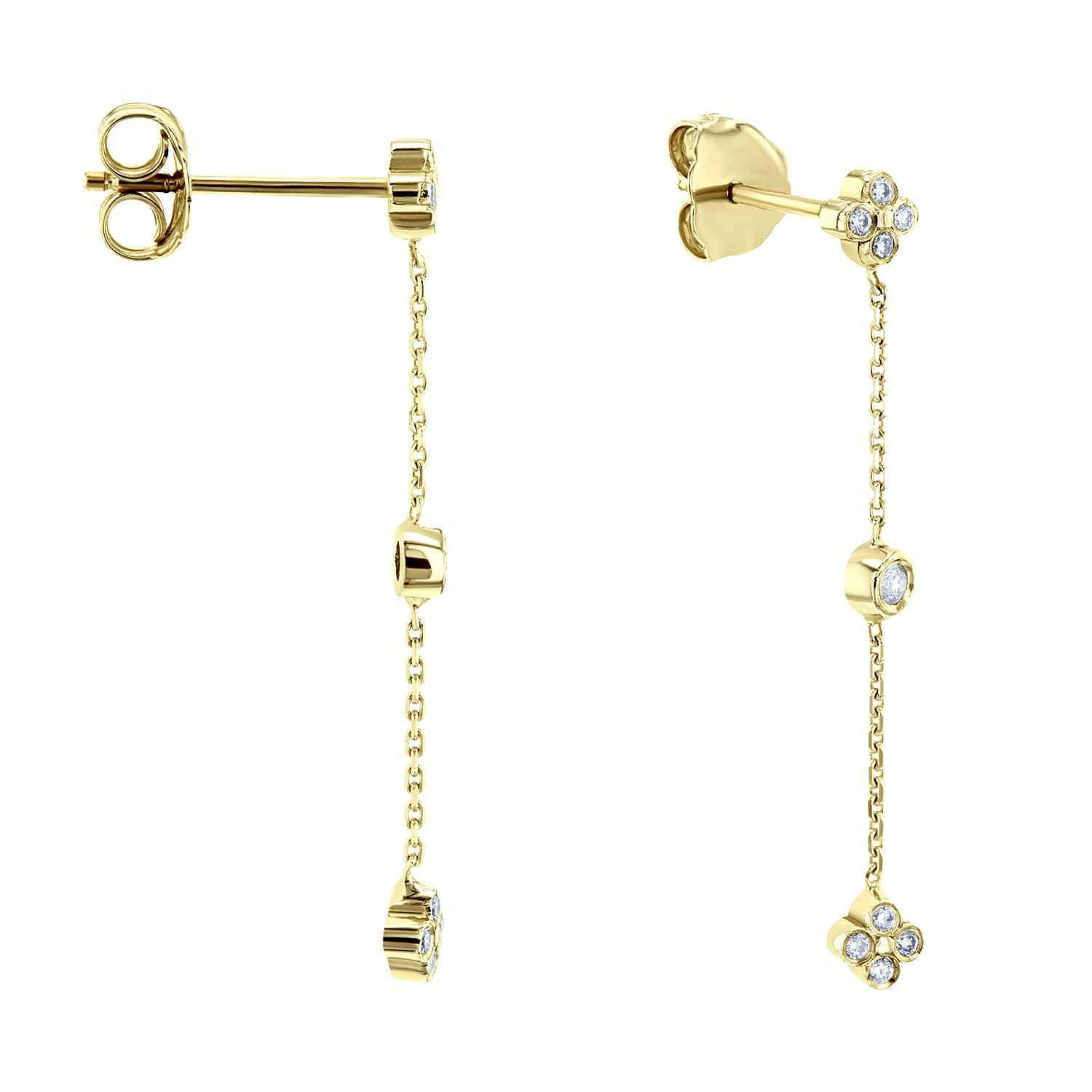 Kobelli Floral Diamond Chain Earrings 14k Yellow Gold 62556-Y