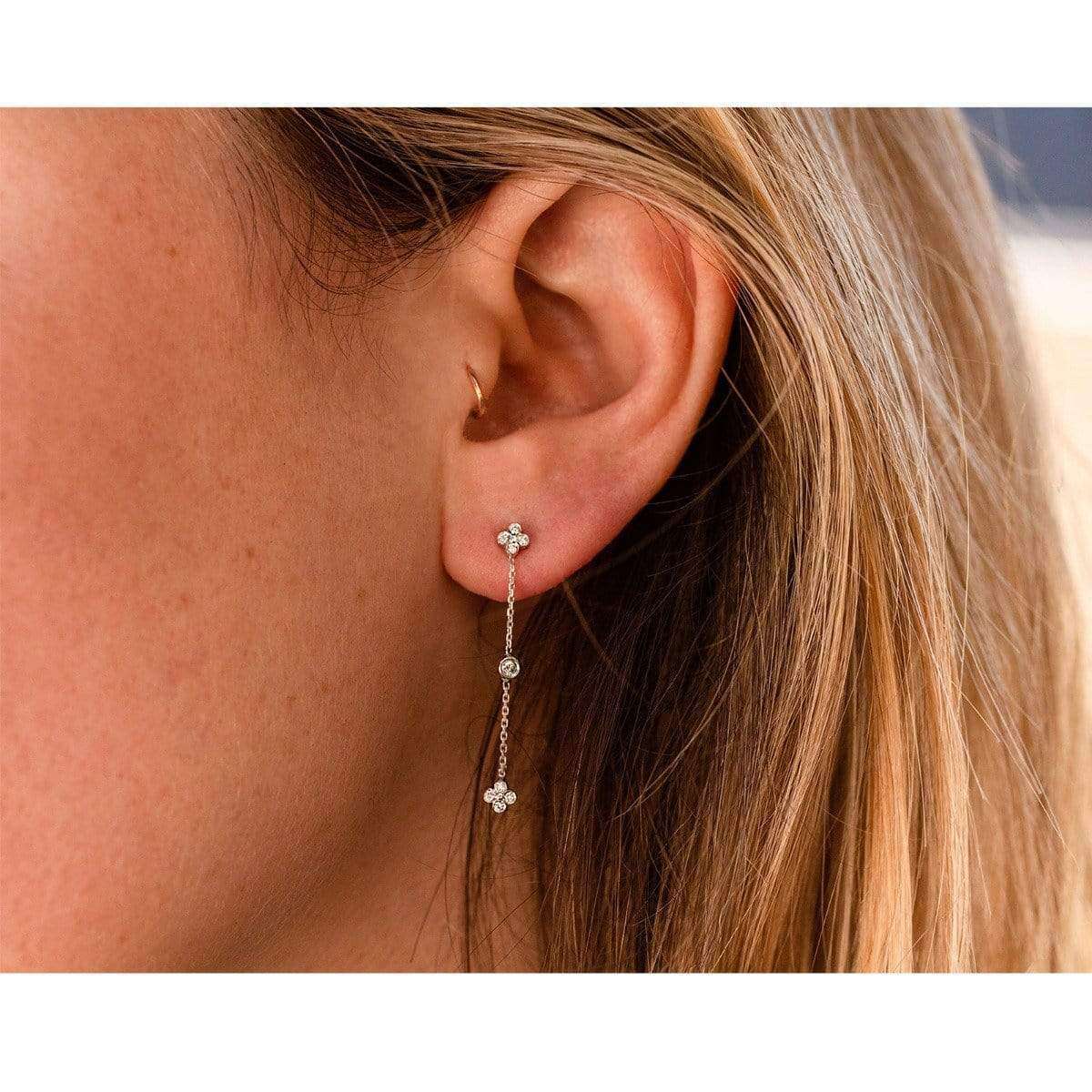 Kobelli Floral Diamond Chain Earrings 14k White Gold 62556-W