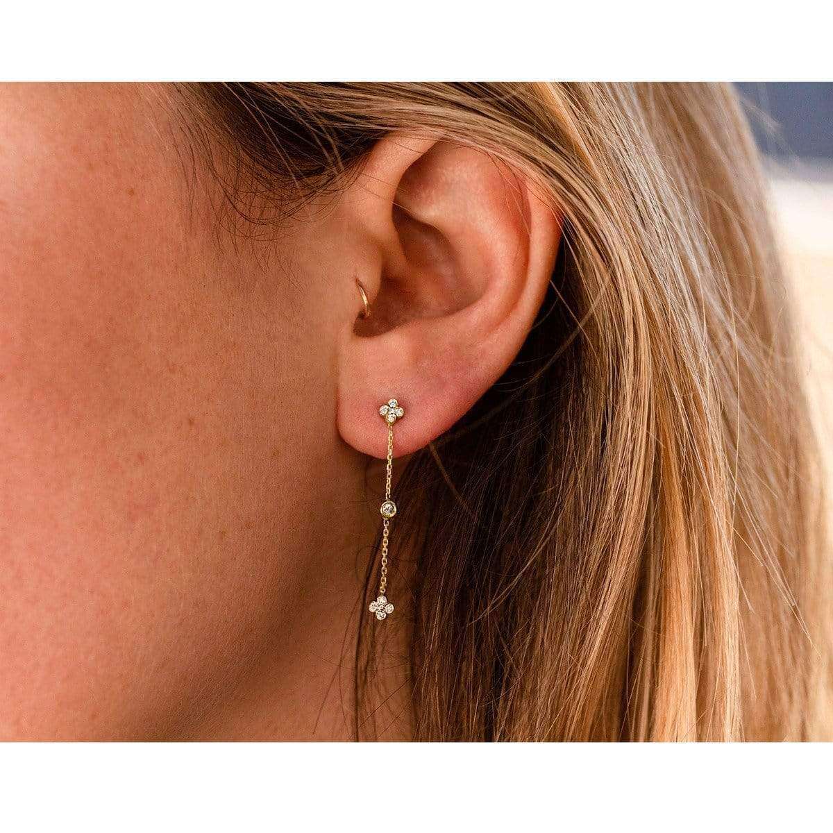 Kobelli Floral Diamond Chain Earrings 14k Yellow Gold 62556-Y