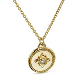 Kobelli 1,3pt diamante pequeno medalhão estrela ajustável colar ouro 14k 62567-y
