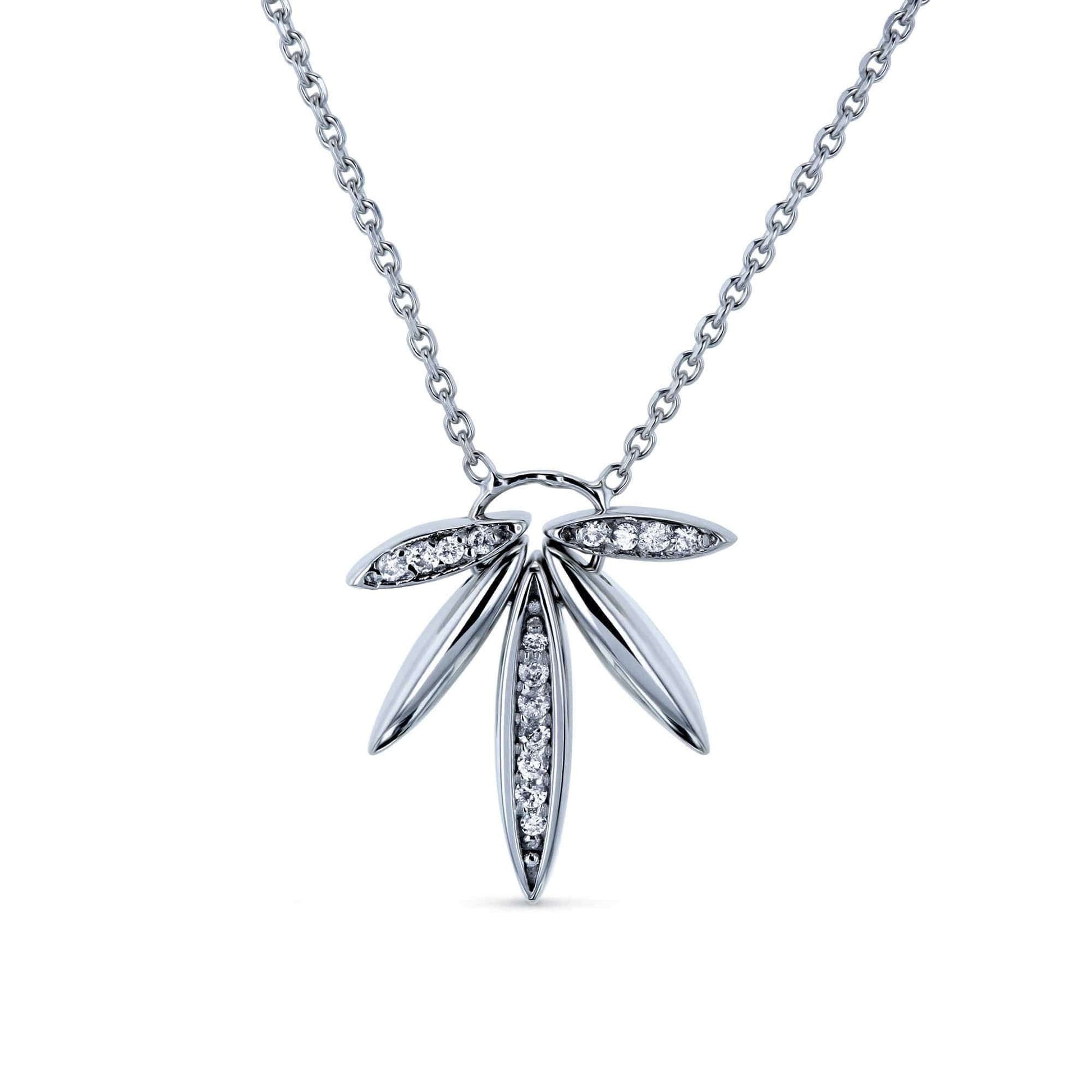 Kobelli 1/15ct Diamond Fanned Lotus Necklace 14k White Gold 62569-W