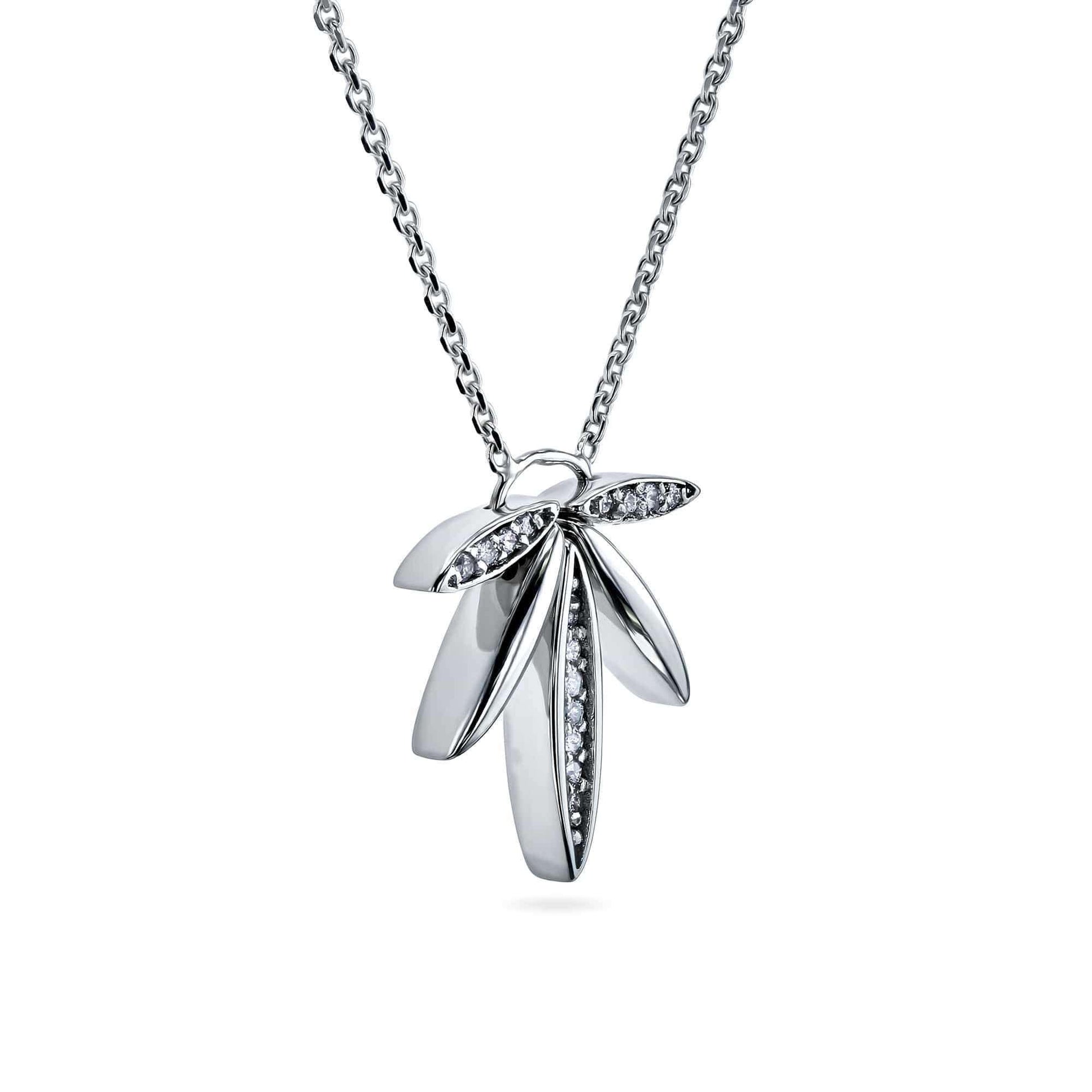Kobelli 1/15ct Diamond Fanned Lotus Necklace 14k White Gold 62569-W