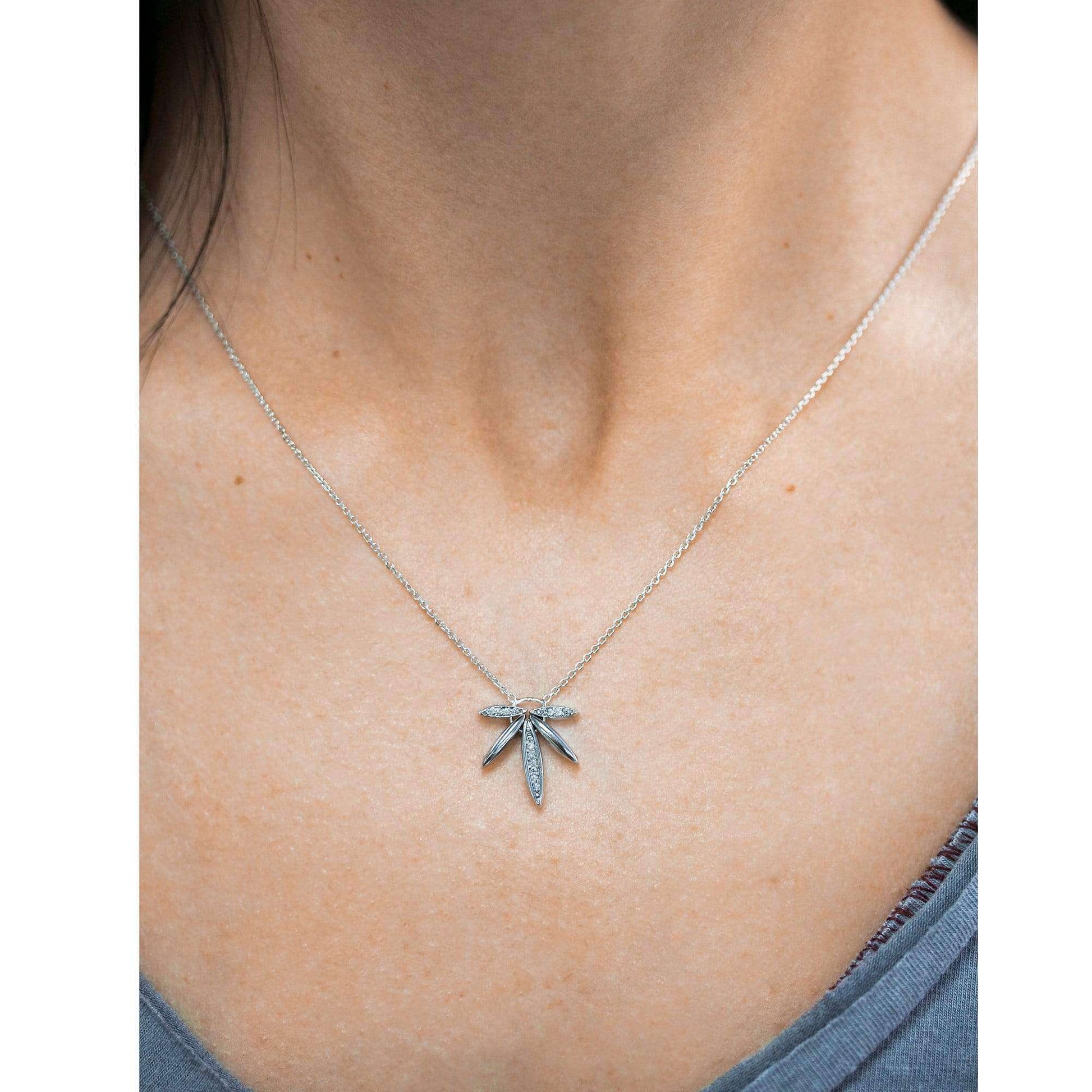 Kobelli 1/15ct Diamond Fanned Lotus Necklace 14k White Gold 62569-W
