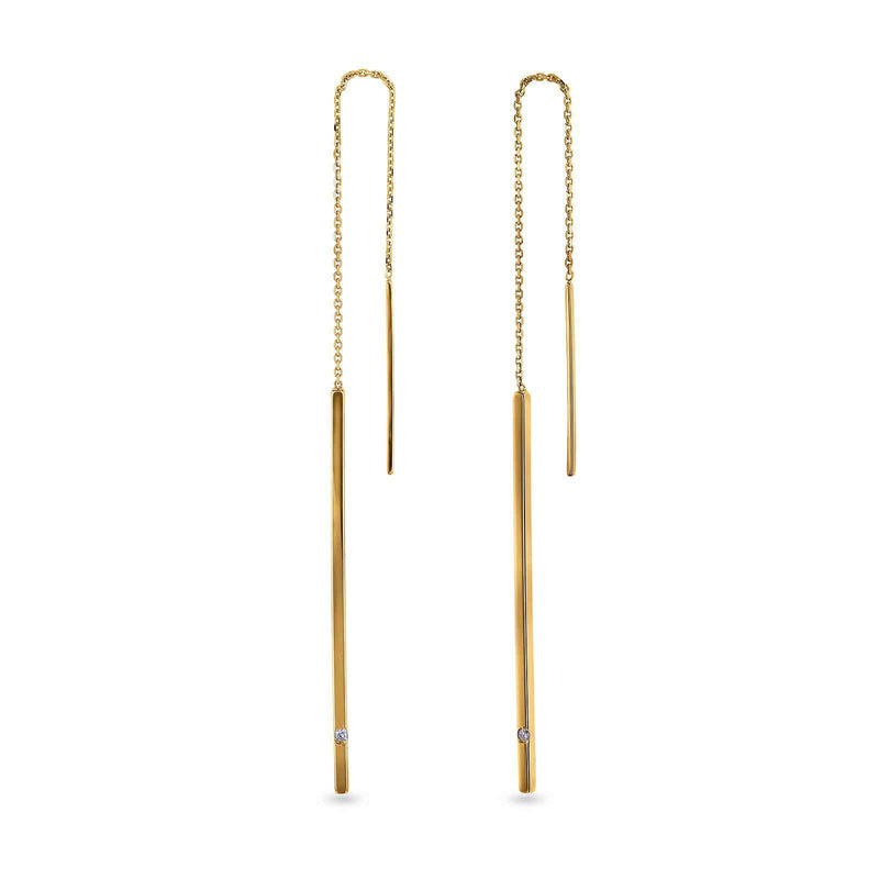Kobelli 1pt Threader Diamond Bar and Chain Earrings 14k Yellow Gold 62572-Y