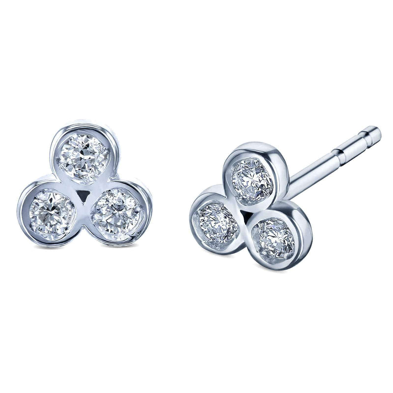 Kobelli Trinity Diamond Stud Earrings 14k White Gold 62574-W