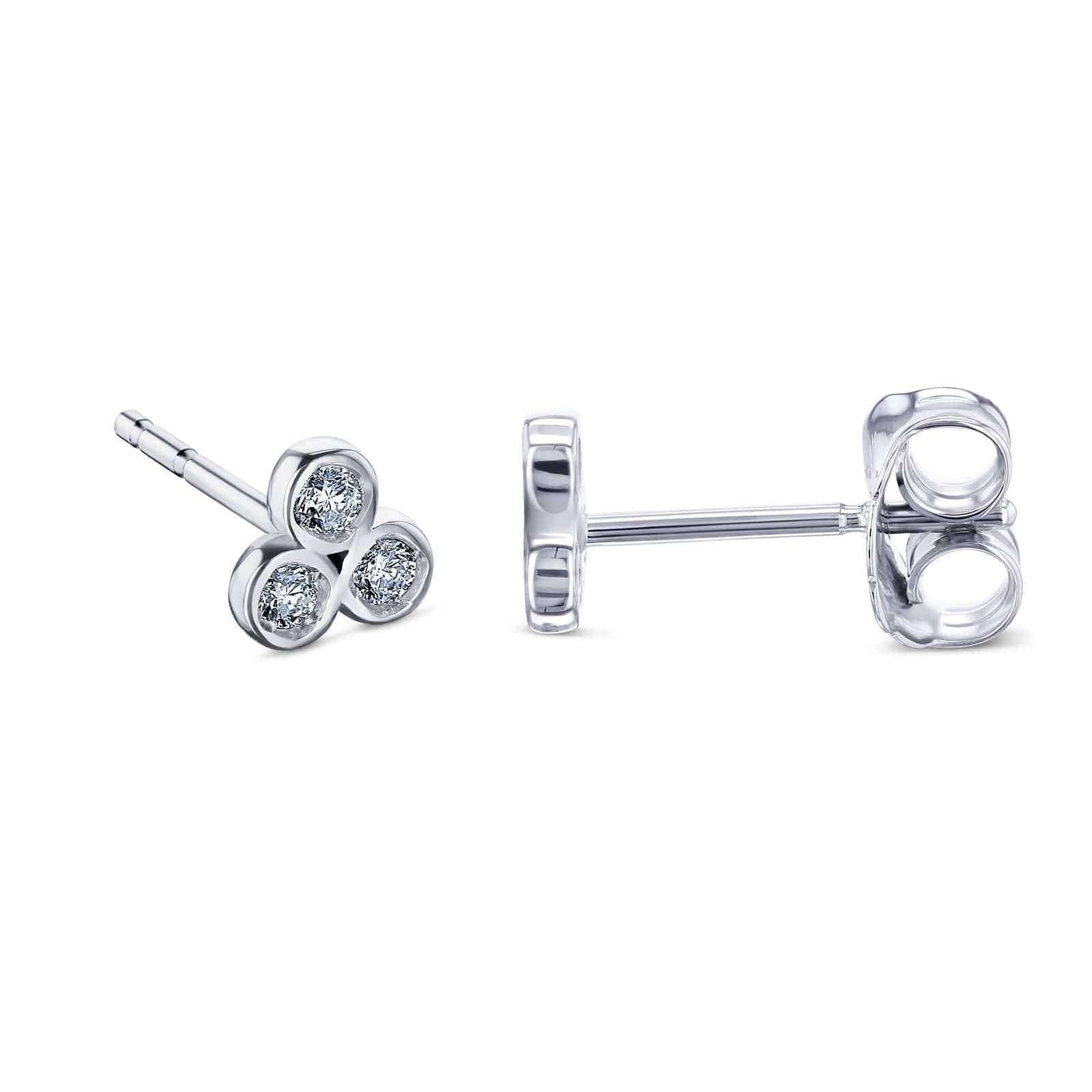 Kobelli Trinity Diamond Stud Earrings 14k White Gold 62574-W