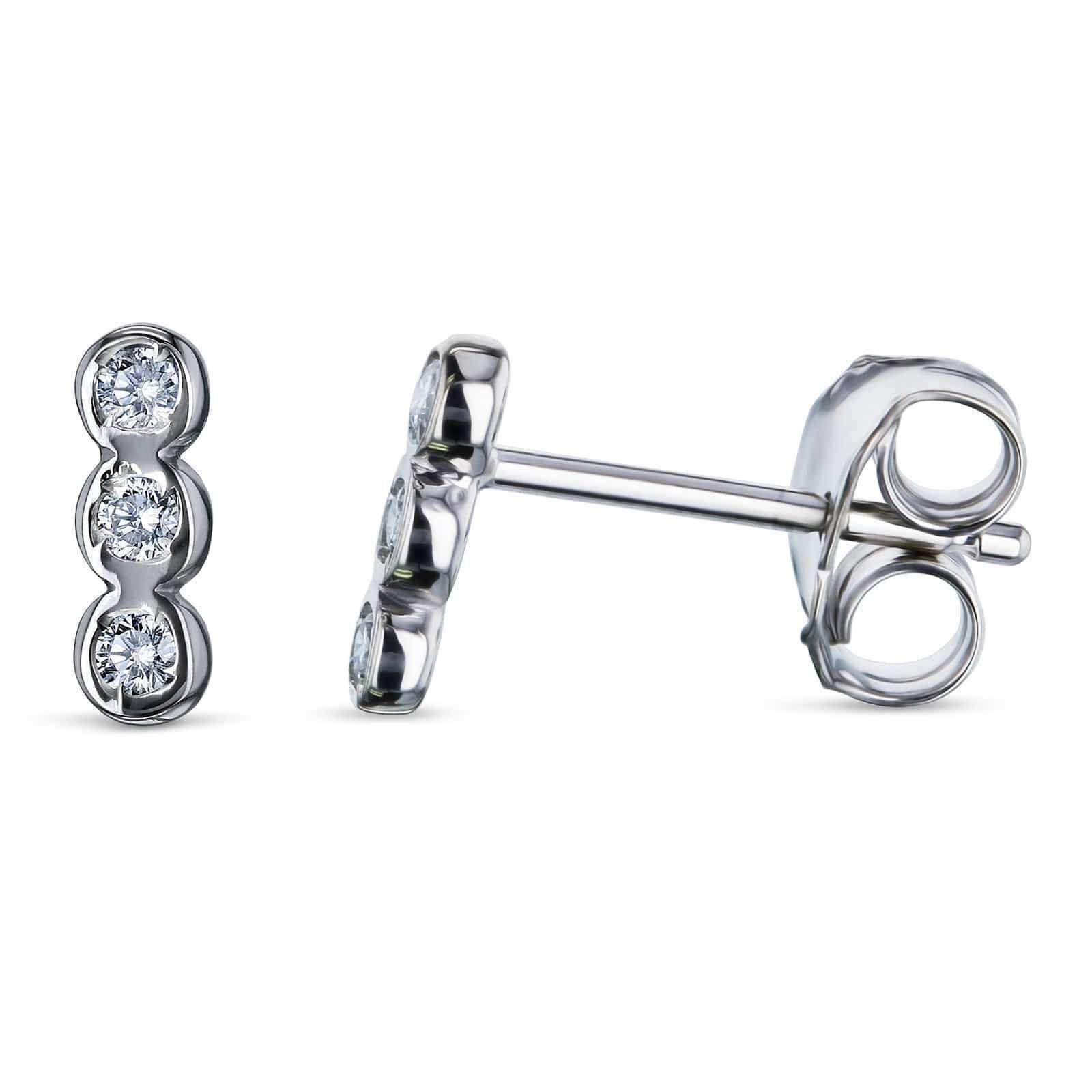 Kobelli 1/15ct Diamond Bezel Set Trio Stud Earrings