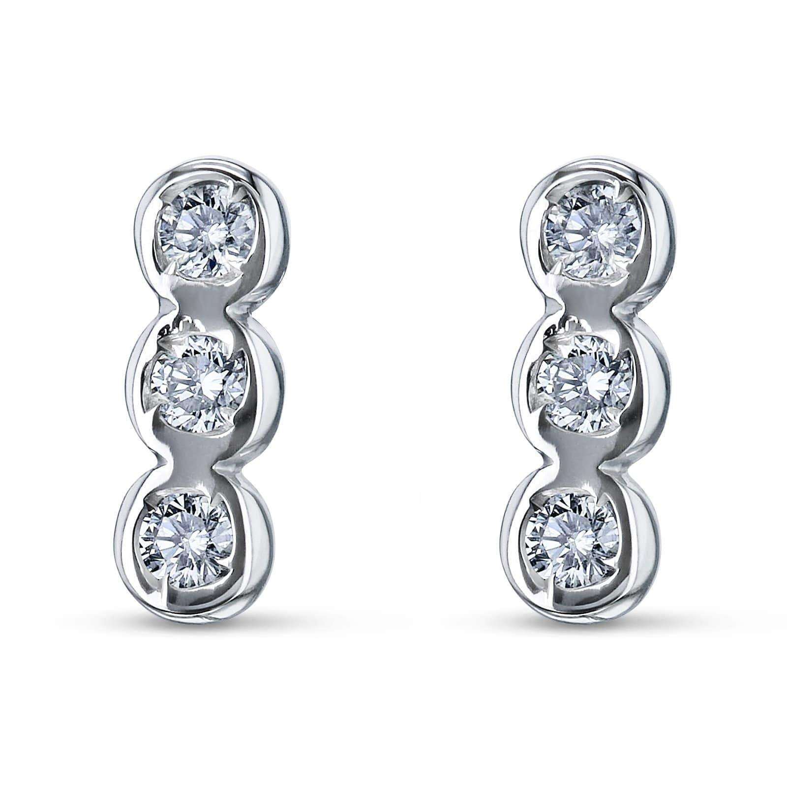 Kobelli 1/15ct Diamond Bezel Set Trio Stud Earrings