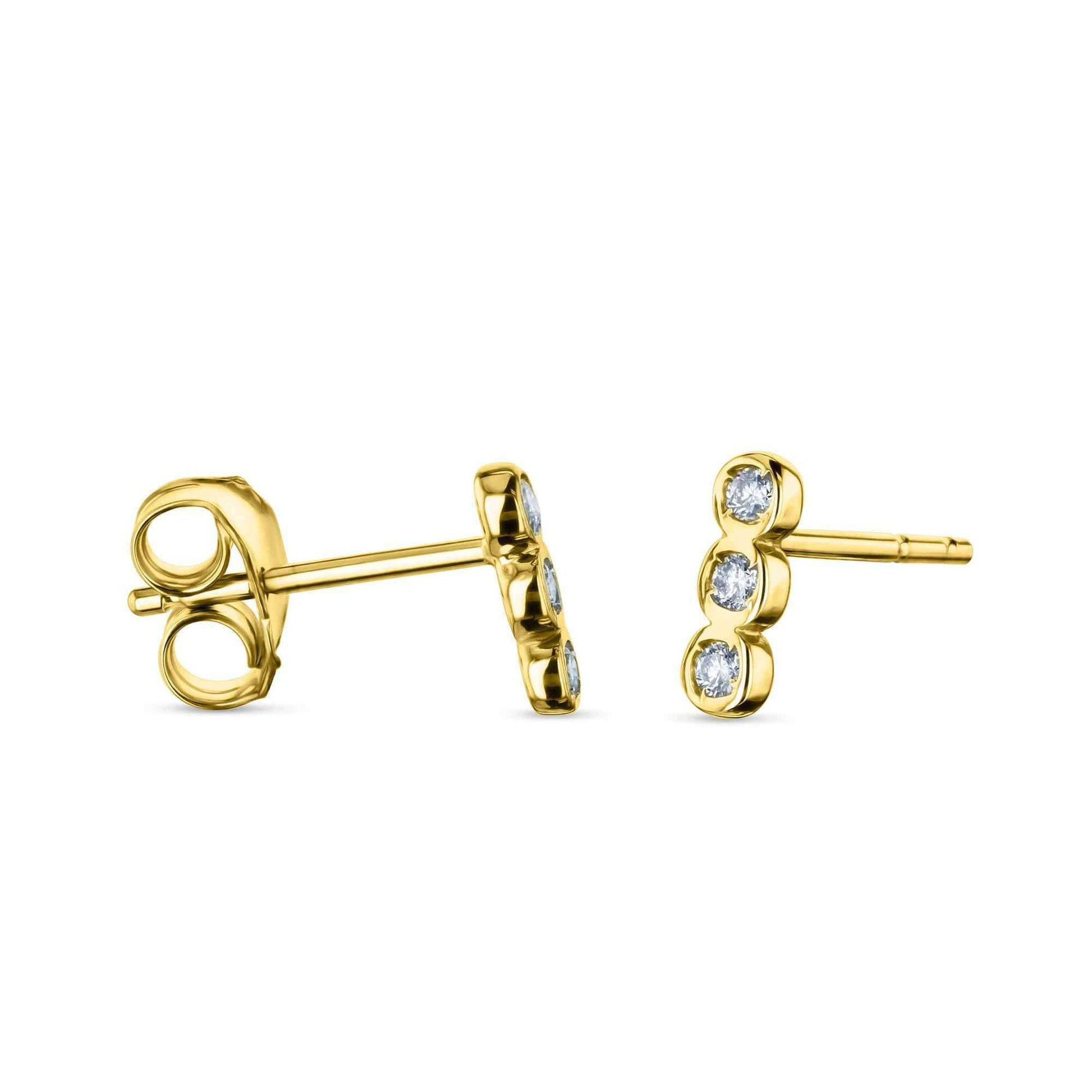 Kobelli 1/15ct Diamond Bezel Set Trio Stud Earrings