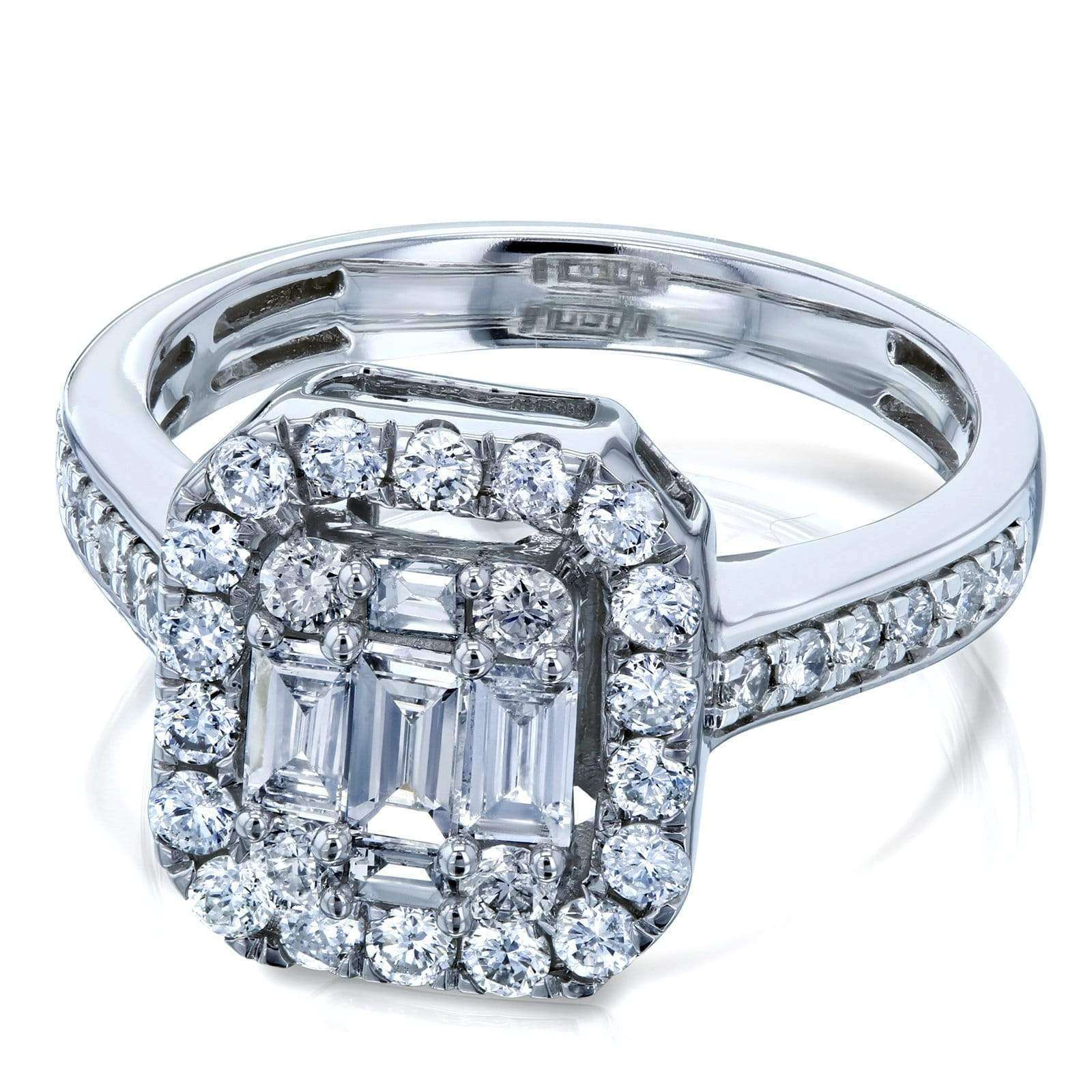 Kobelli Multi Diamond Baguette Cluster Pave-Shank Half Eternity Ring (1 CTW)