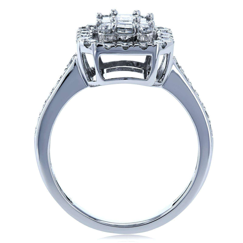 Kobelli Multi Diamond Baguette Cluster Pave-Shank Half Eternity Ring (1 CTW)