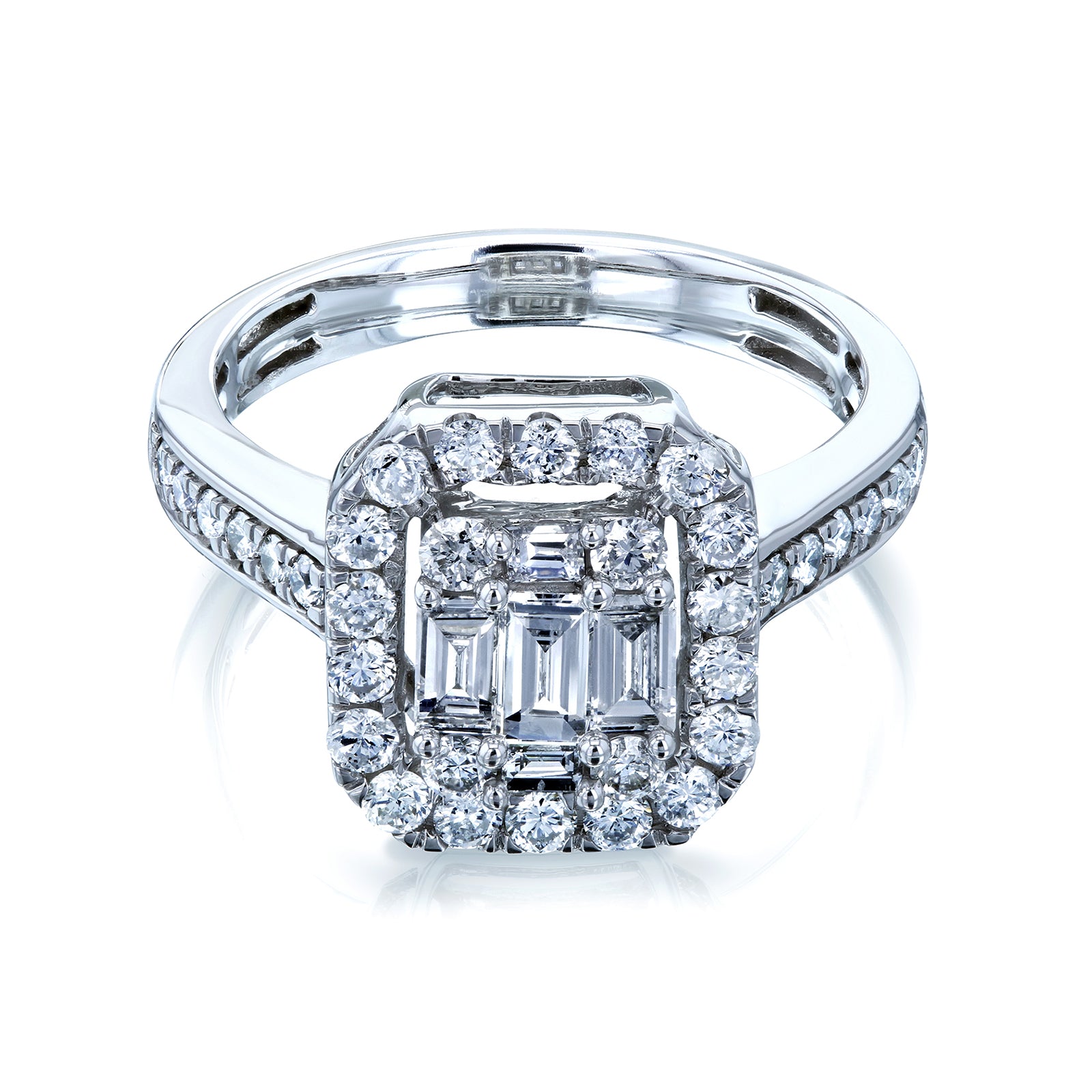 1 Carat Natural Diamond Baguette Cluster Coraline Ring
