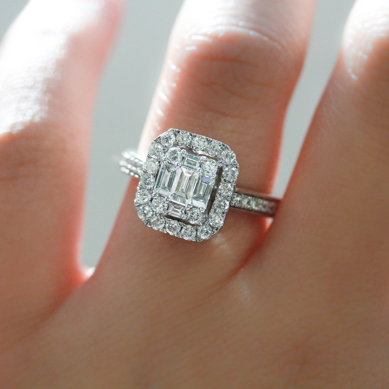 1 Carat Natural Diamond Baguette Cluster Coraline Ring
