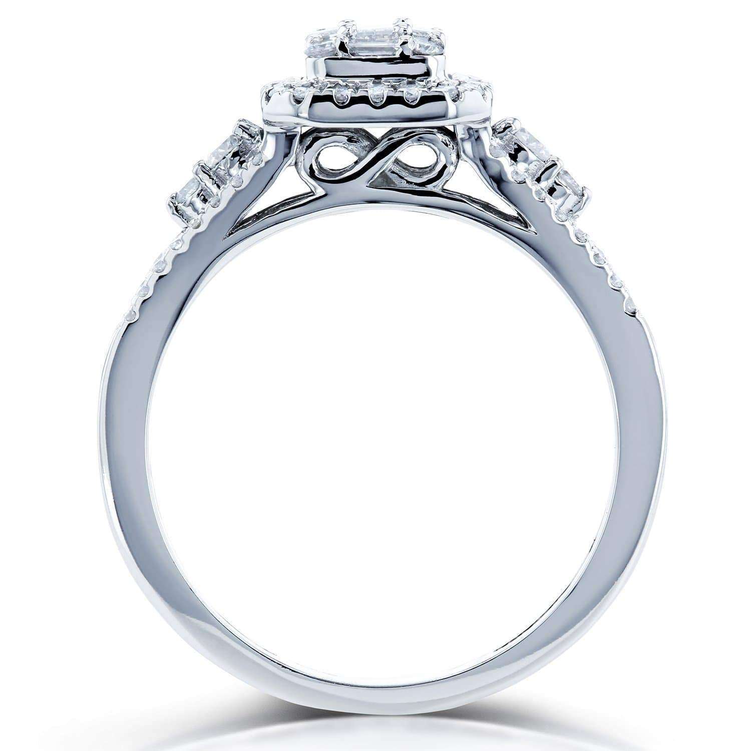 Kobelli Diamond Baguette and Round Cluster Halo Split Shank Ring