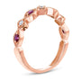 Kobelli Alternating Ruby and Diamond Rose Gold Ring